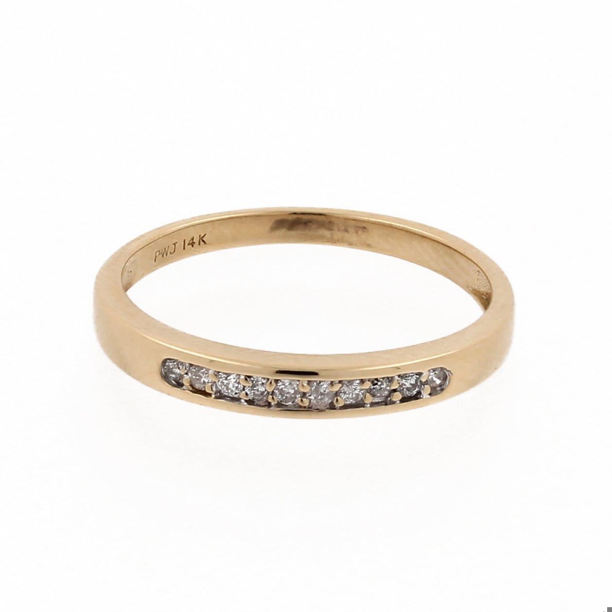 Diamond Half Eternity Band Ring 14K Yellow Gold 10-Stone 0.20 CTW SZ 7.5 Estate