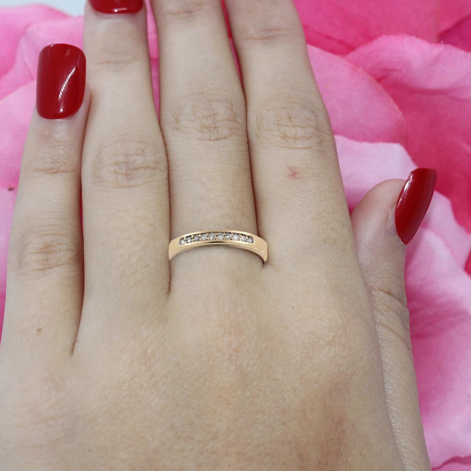 Diamond Half Eternity Band Ring 14K Yellow Gold 10-Stone 0.20 CTW SZ 7.5 Estate