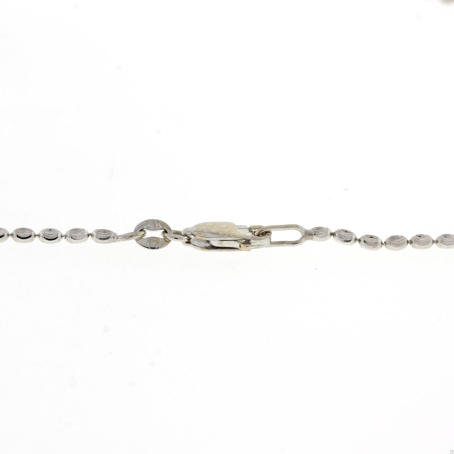 1.50 TW Diamond Oval Pendant Chain Necklace 14K White Gold 18" Ladies Estate