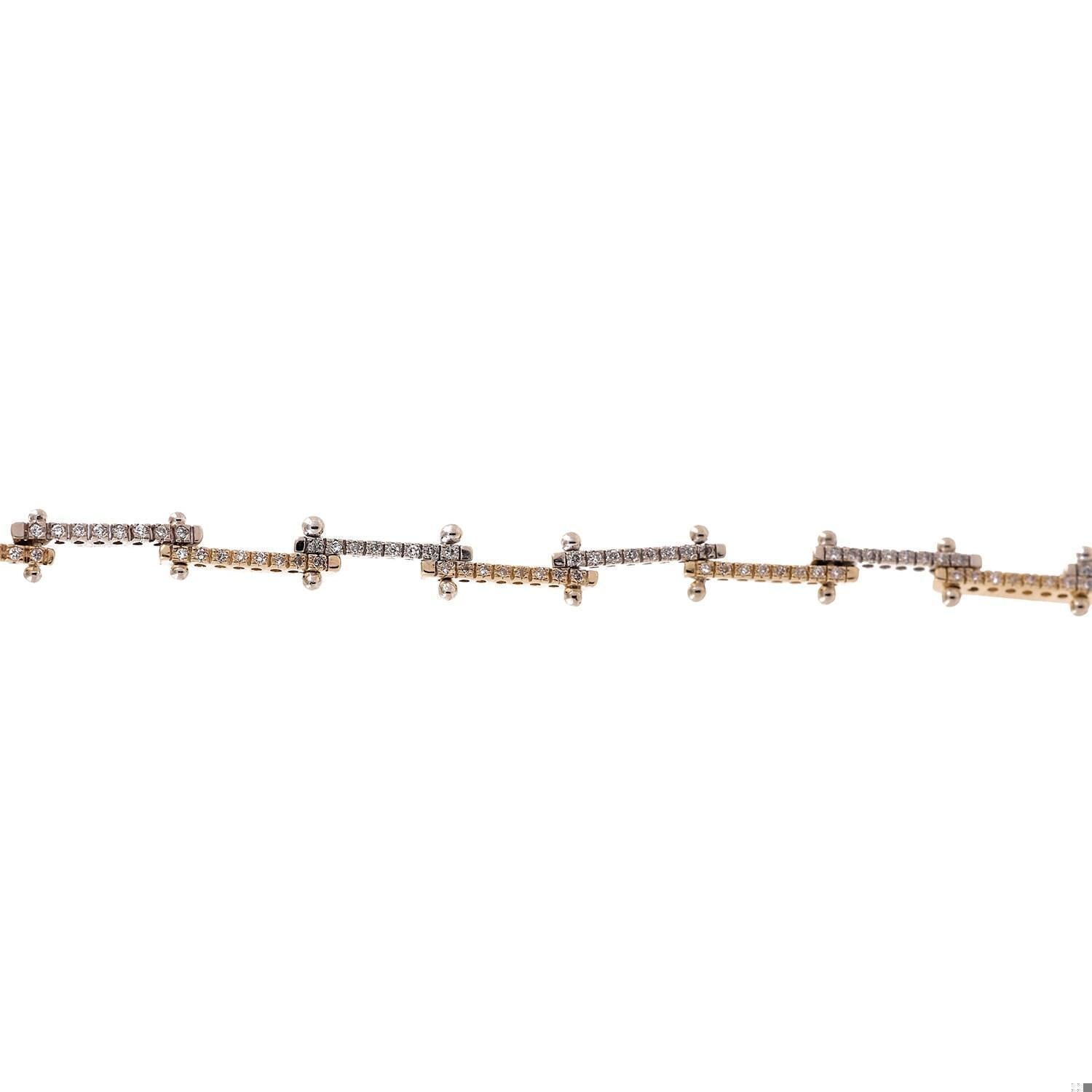 Diamond Station Bar Link Tennis Bracelet Two-Tone Gold 1.25 TW 8" Ladies Estate