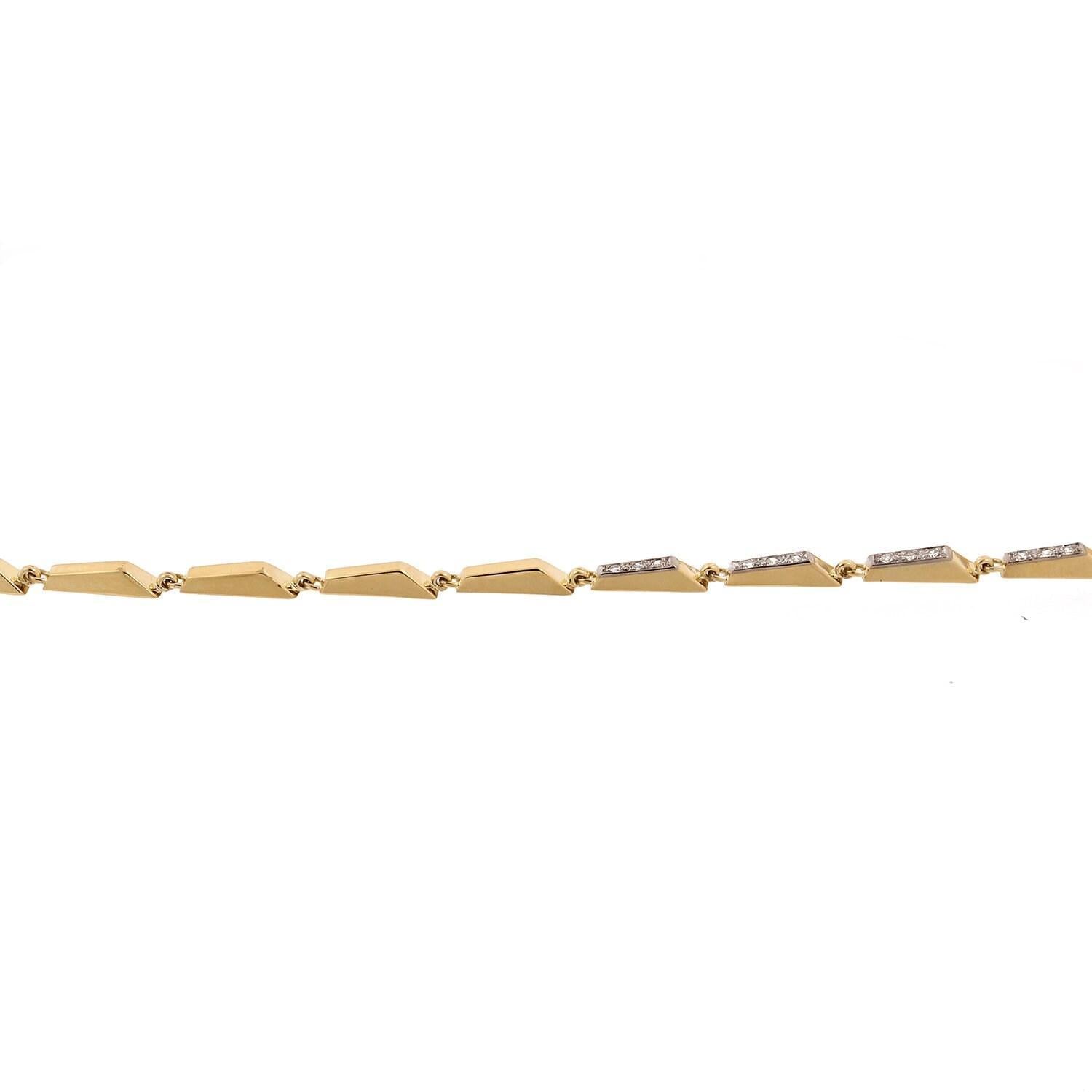 Diamond Station Necklace 18K Yellow Gold Specialty Link Chain 0.75 CTW 18.5"