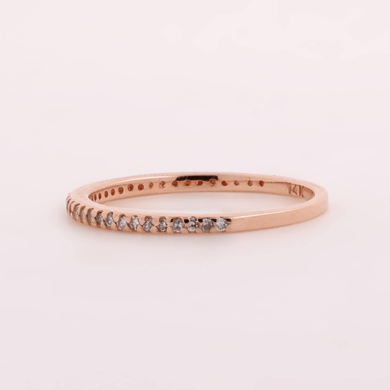 Effy Half Eternity Band Ring 14K Rose Gold 0.20 TW Round Diamonds Size 7.25