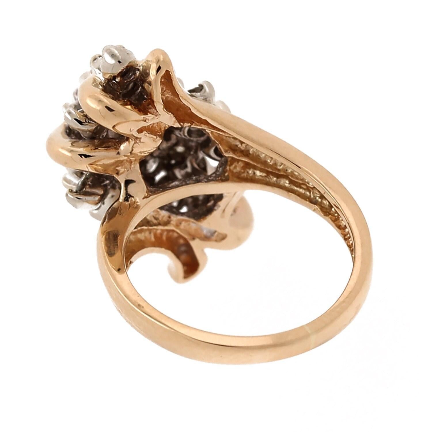 Estate Cascade Diamond Ring 14K Yellow Gold 1.50 CTW Ladies Vintage Size 5.75