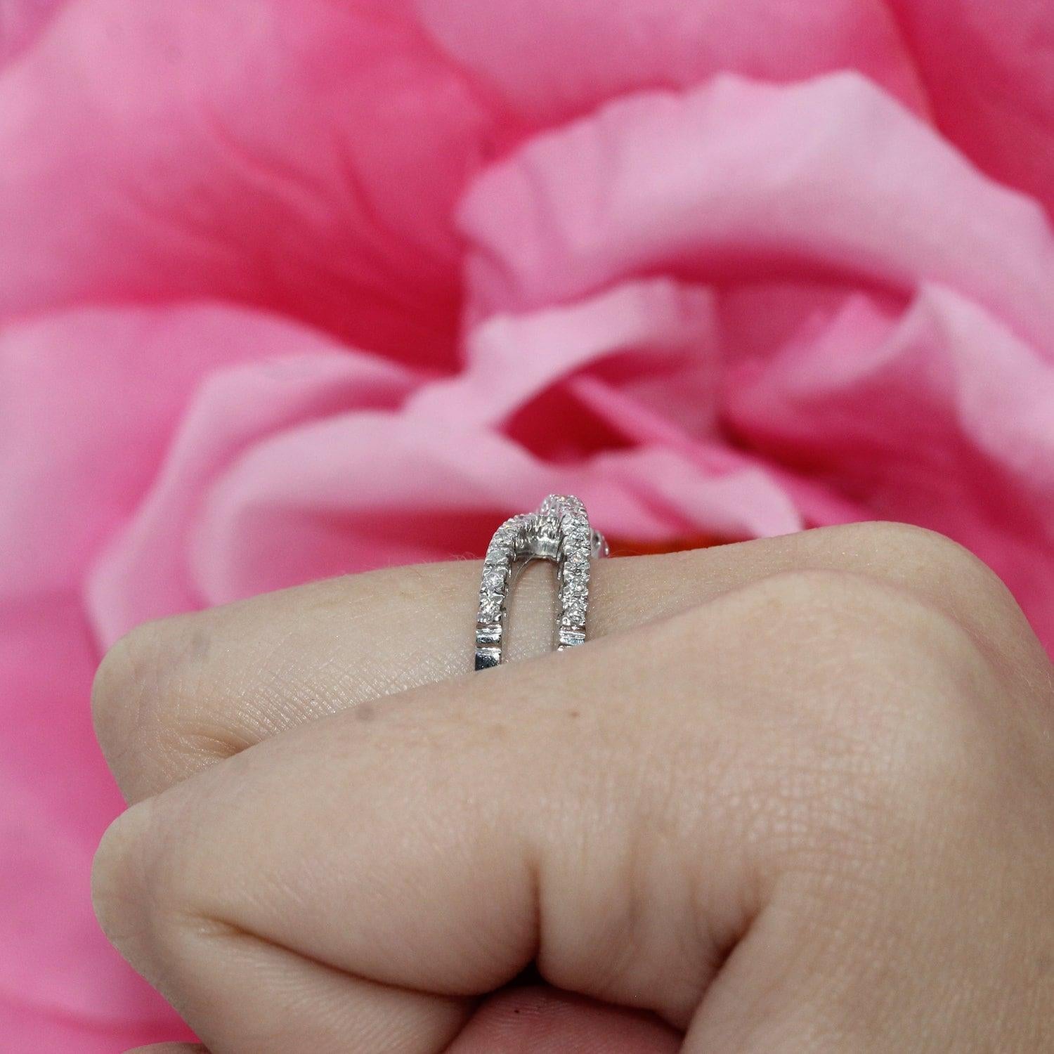 Estate Diamond Crossover Ring 14K White Gold 0.50 CTW Round Diamonds Size 6.5