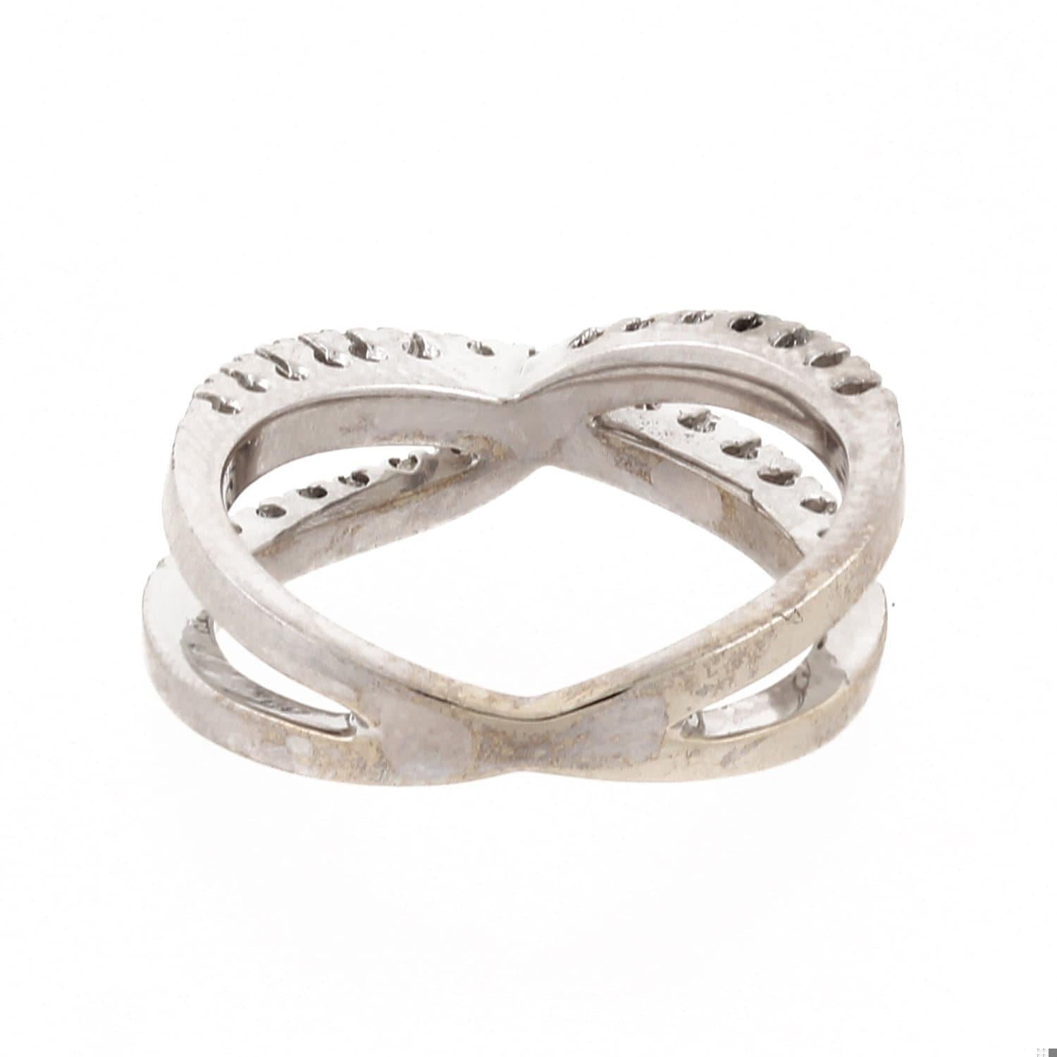Estate Diamond Crossover Ring 14K White Gold 0.50 CTW Round Diamonds Size 6.5
