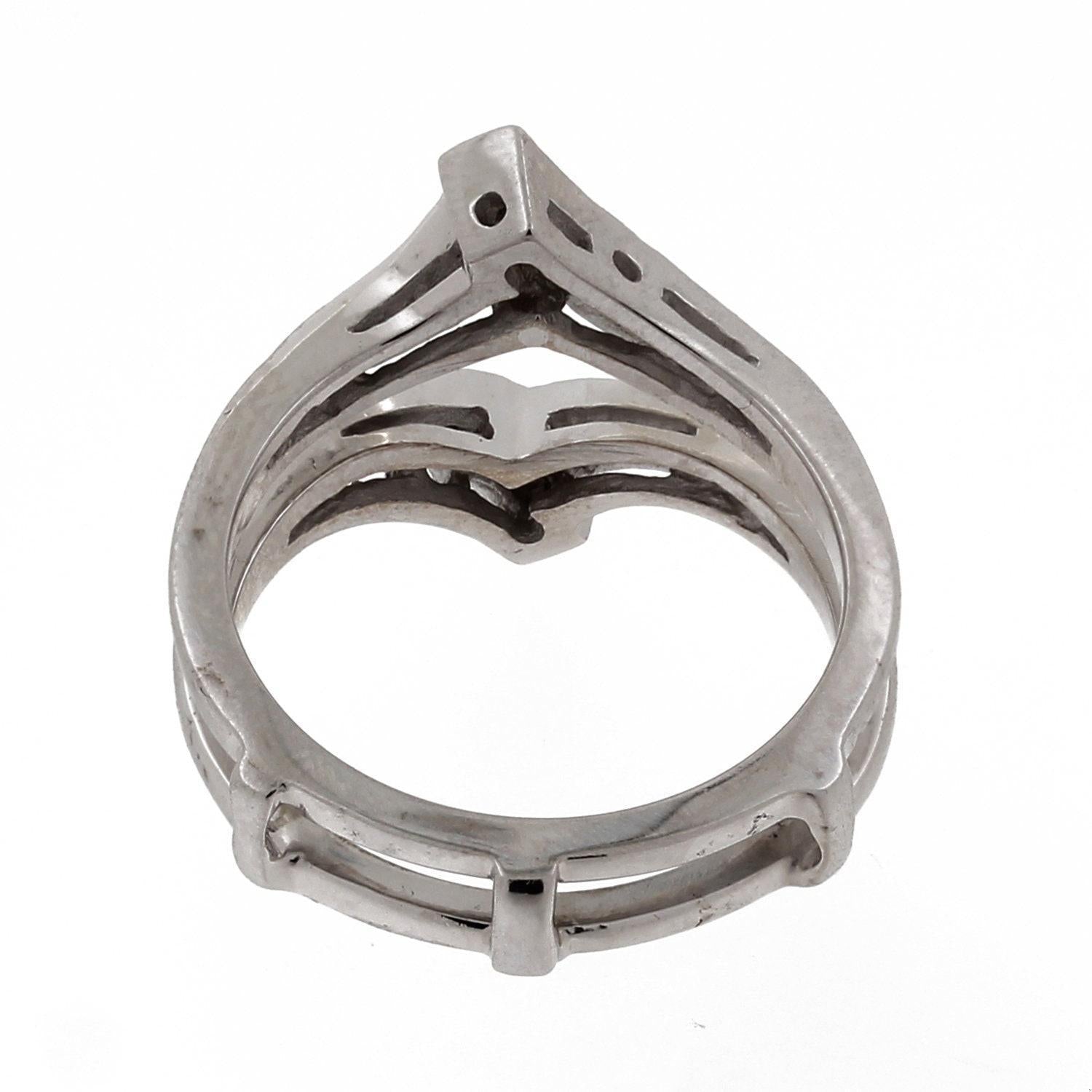 Estate Diamond Jacket Ring 14K White Gold 0.45 CTW Accents Bridal Size 7
