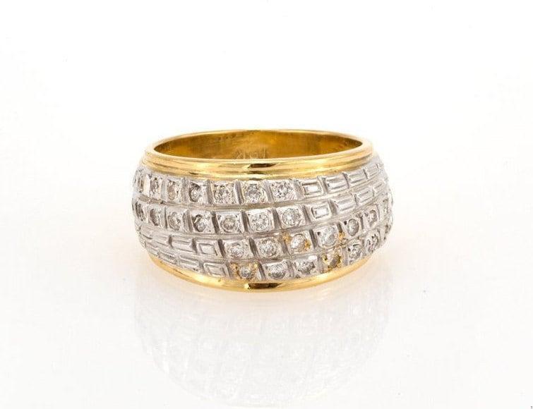 Estate Diamond Dome Ring 18K Yellow Gold 0.50 TW Ladies Natural Diamond Size 6.5
