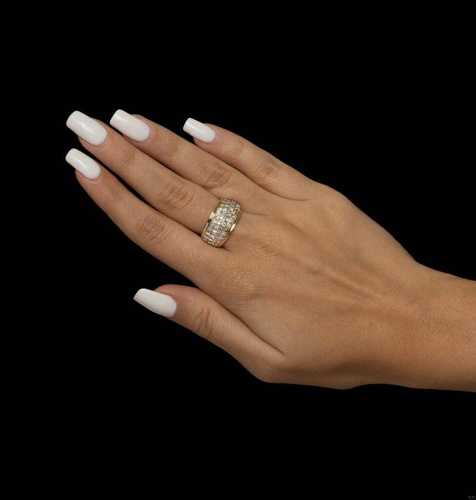 Estate Diamond Dome Ring 18K Yellow Gold 0.50 TW Ladies Natural Diamond Size 6.5