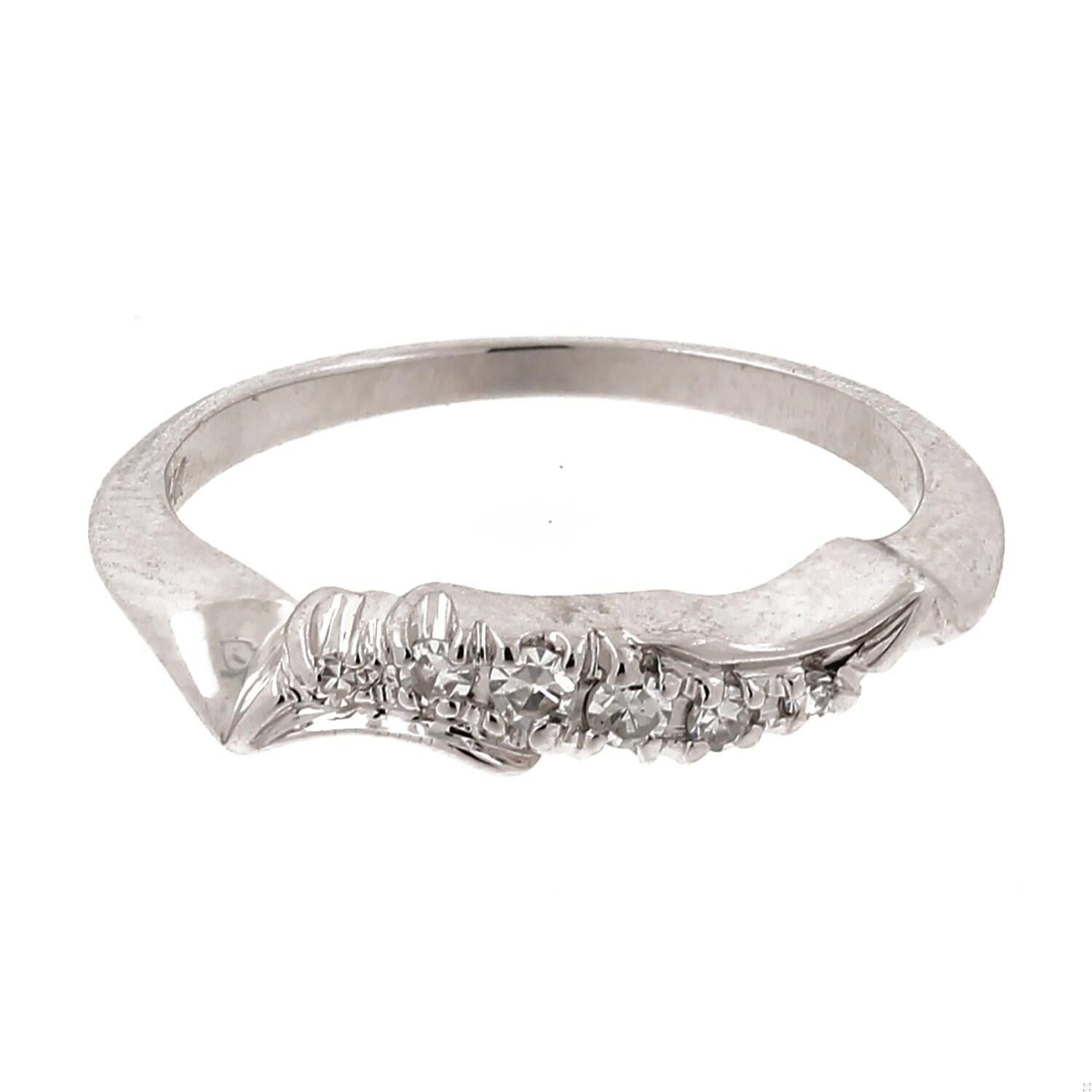 Estate Diamond Swirl Band Ring 14K White Gold 0.15 CTW Graduating Dia Size 6.25