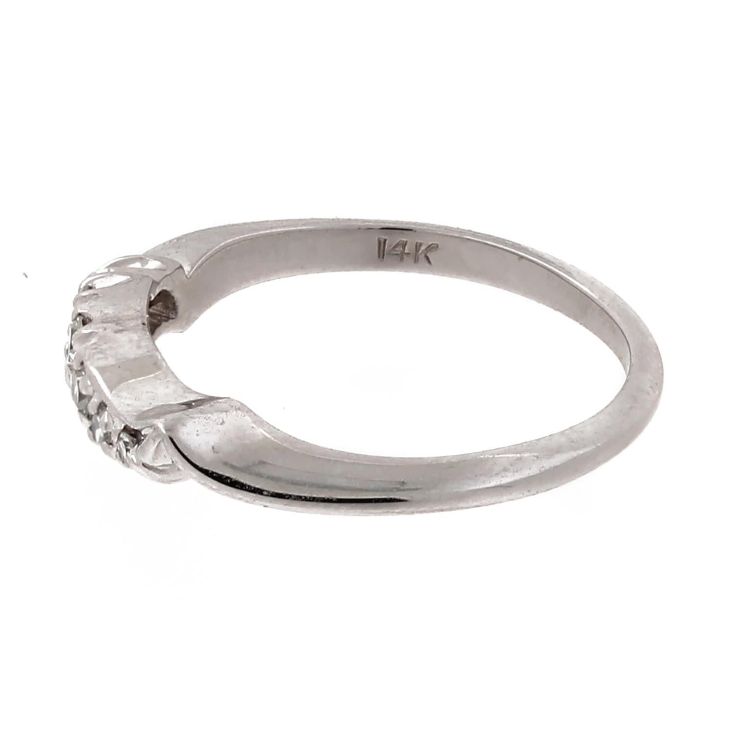 Estate Diamond Swirl Band Ring 14K White Gold 0.15 CTW Graduating Dia Size 6.25