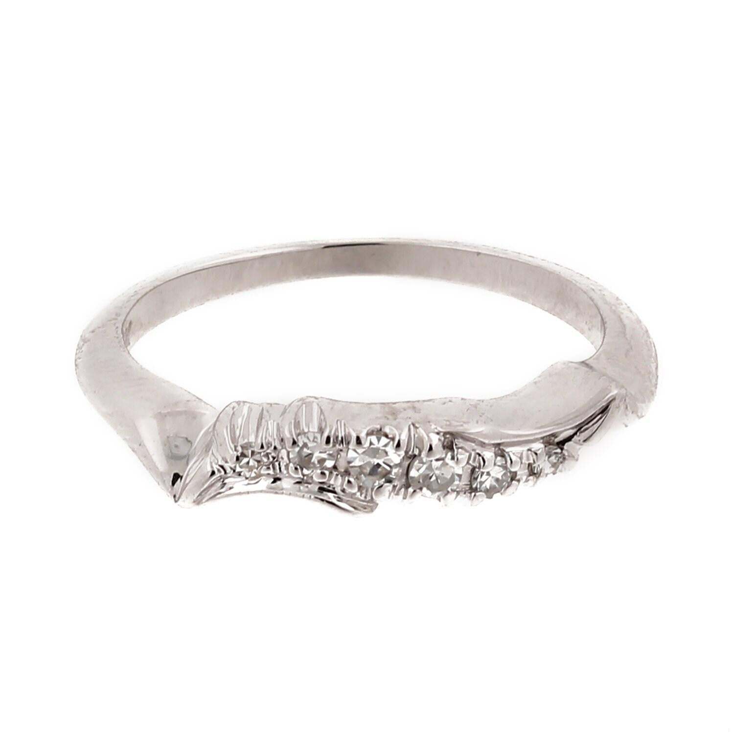Estate Diamond Swirl Band Ring 14K White Gold 0.15 CTW Graduating Dia Size 6.25