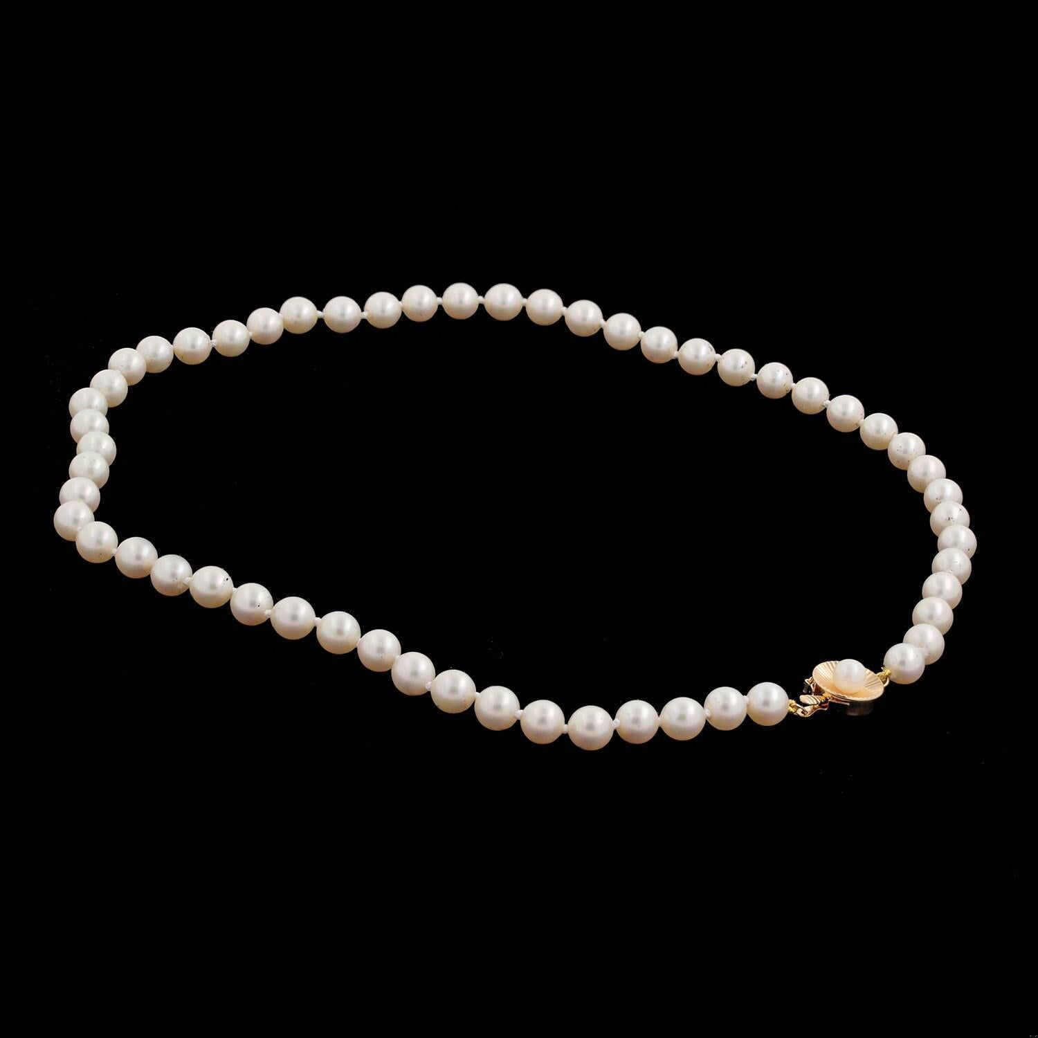 Estate Freshwater Pearl Necklace 14K Yellow Gold Pearl Accent Clasp 19" Vintage