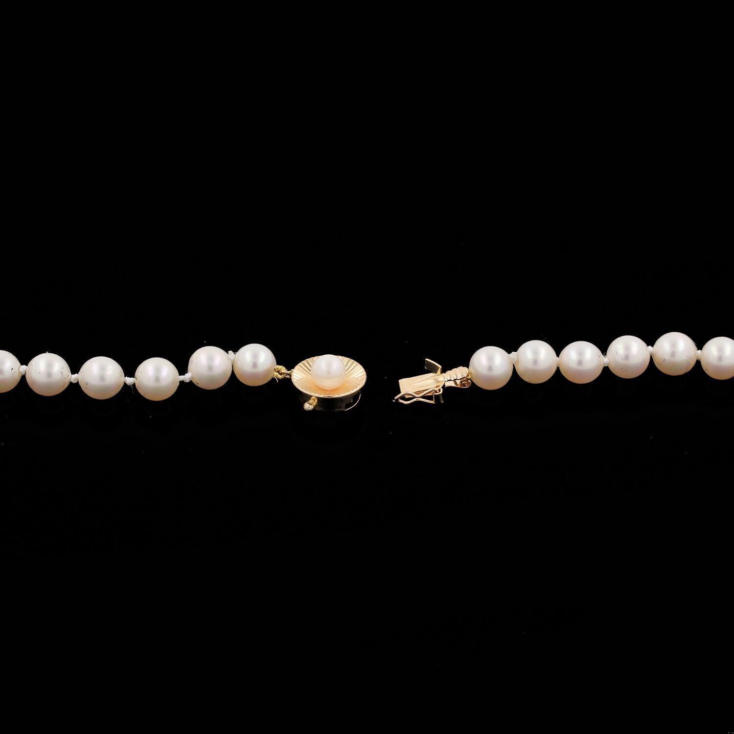 Estate Freshwater Pearl Necklace 14K Yellow Gold Pearl Accent Clasp 19" Vintage
