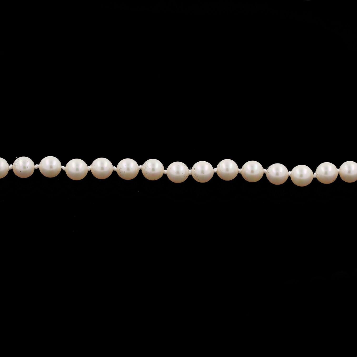 Estate Freshwater Pearl Necklace 14K Yellow Gold Pearl Accent Clasp 19" Vintage