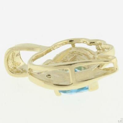 Heart Blue Topaz Diamond Heart Pendant Charm 14K Yellow Gold Ladies Estate