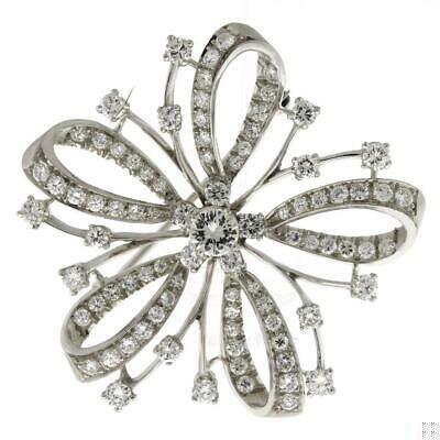 4.50 TW Diamond Flower Brooch Pin Pendant Platinum 1.65" Ladies Vintage Estate