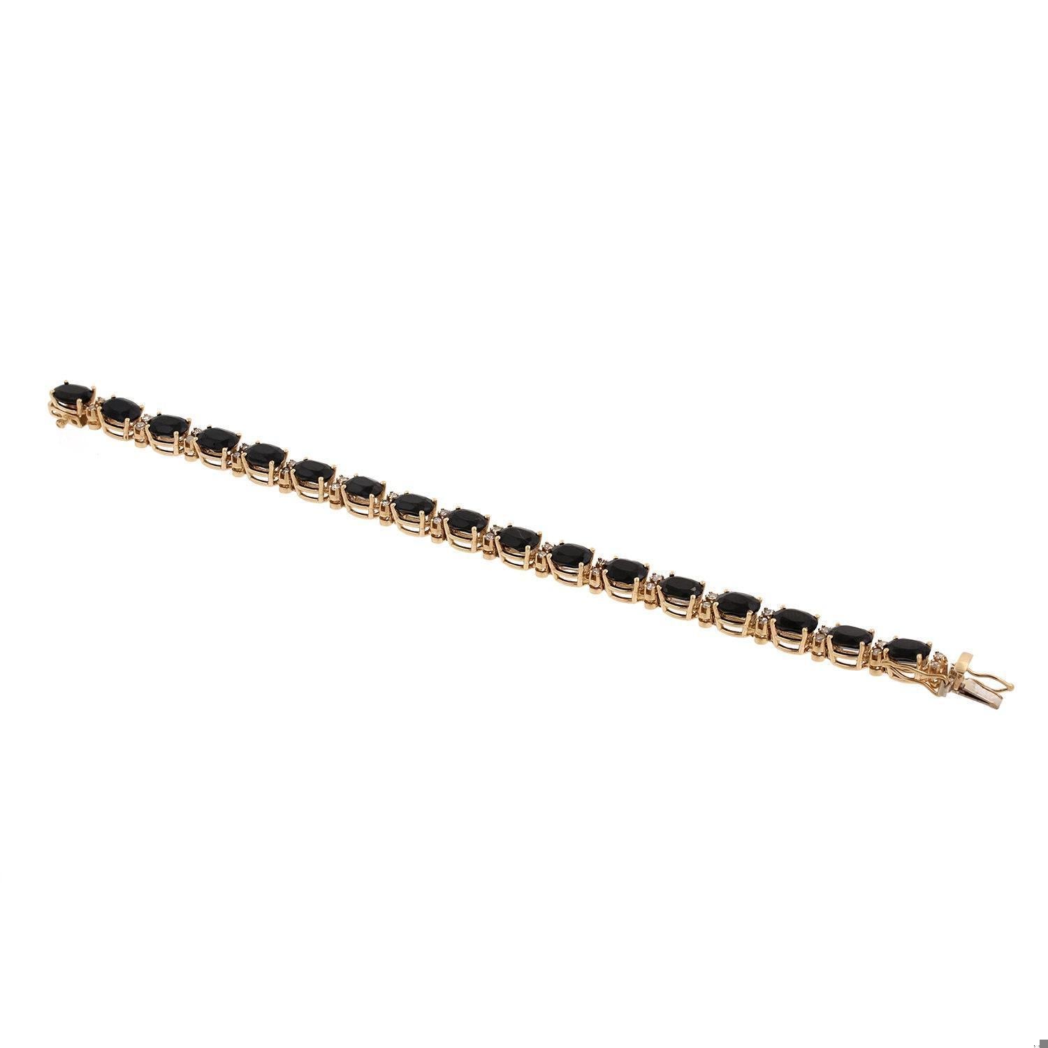 Sapphire Diamond Line Bracelet Yellow Gold 19.35 CTW 6.5" Ladies Estate