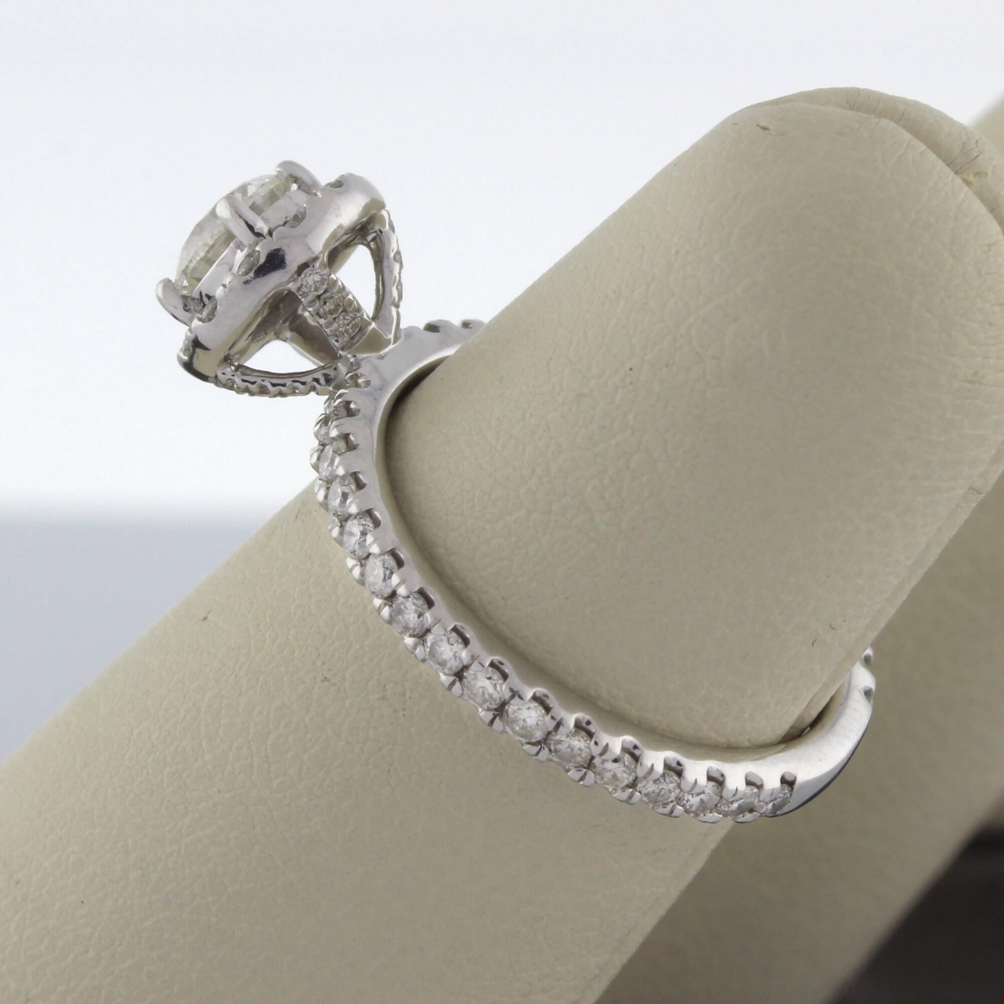 1.25 TW Halo Diamond Engagement Ring 14K White Gold Ladies Size 5 Estate