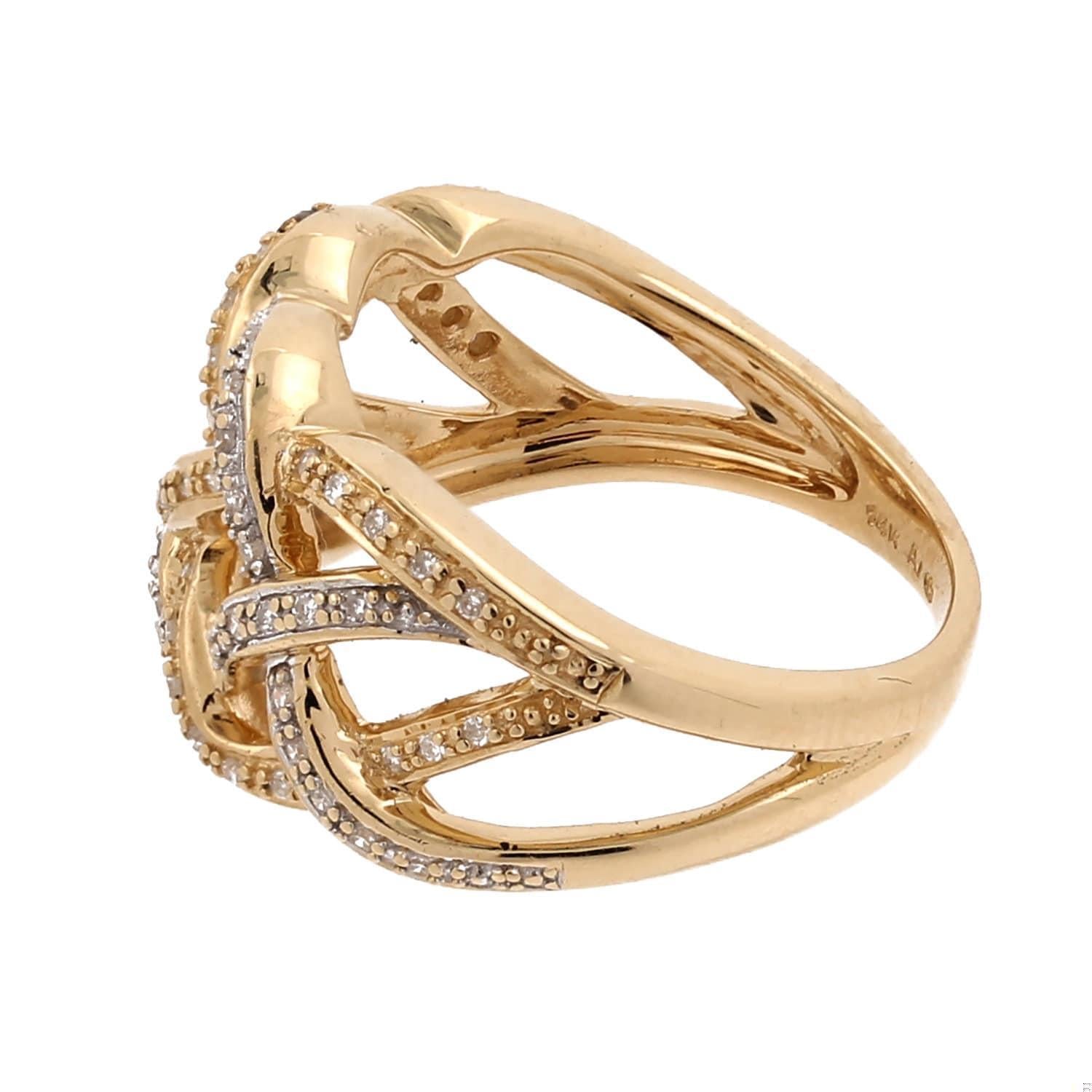 Estate Woven Diamond Crossover Band Ring 14K Two-Tone Gold 0.50 CTW Size 7