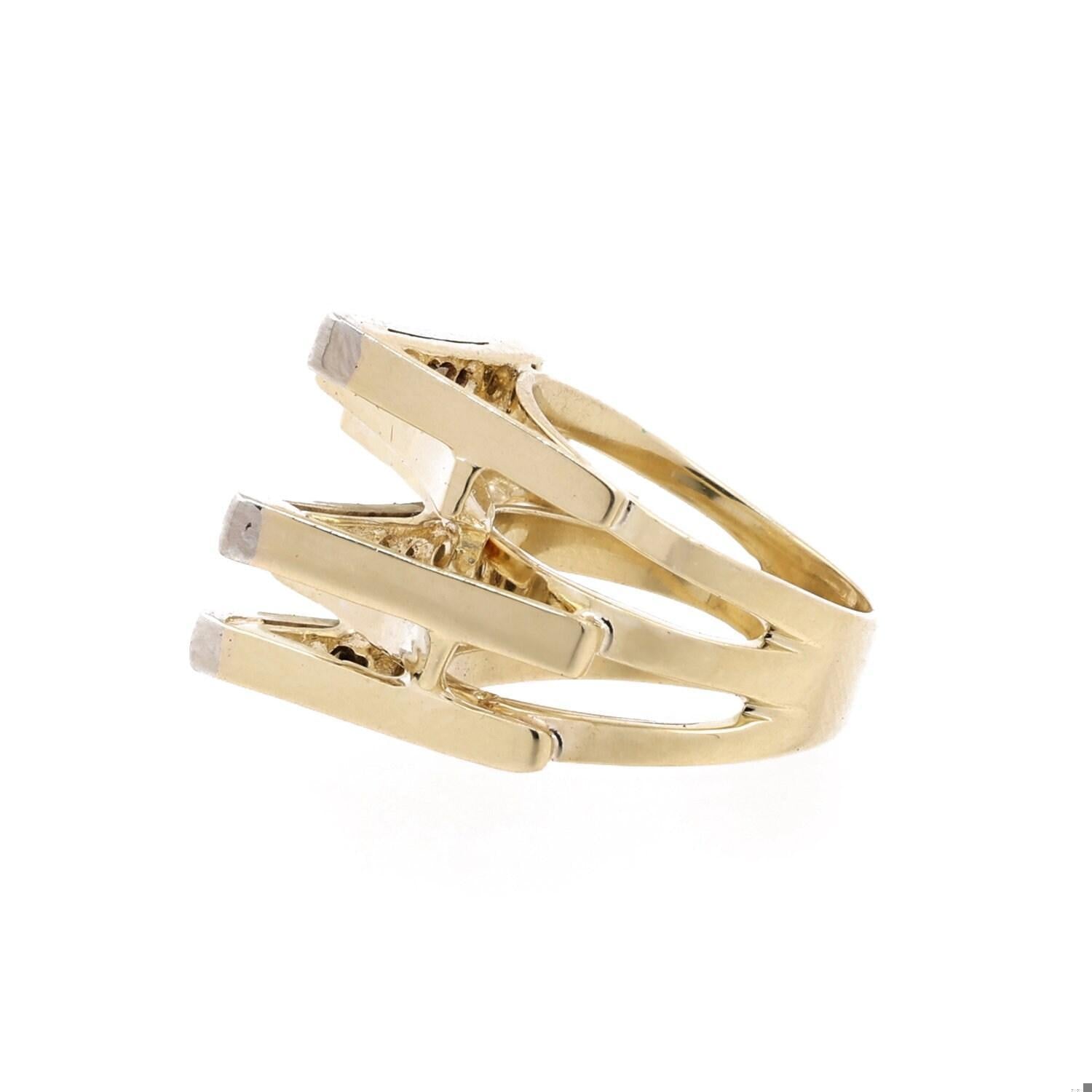 Geometric Diamond Statement Ring 2-Tone Gold 0.35 TW Size 5.5 Contemporary