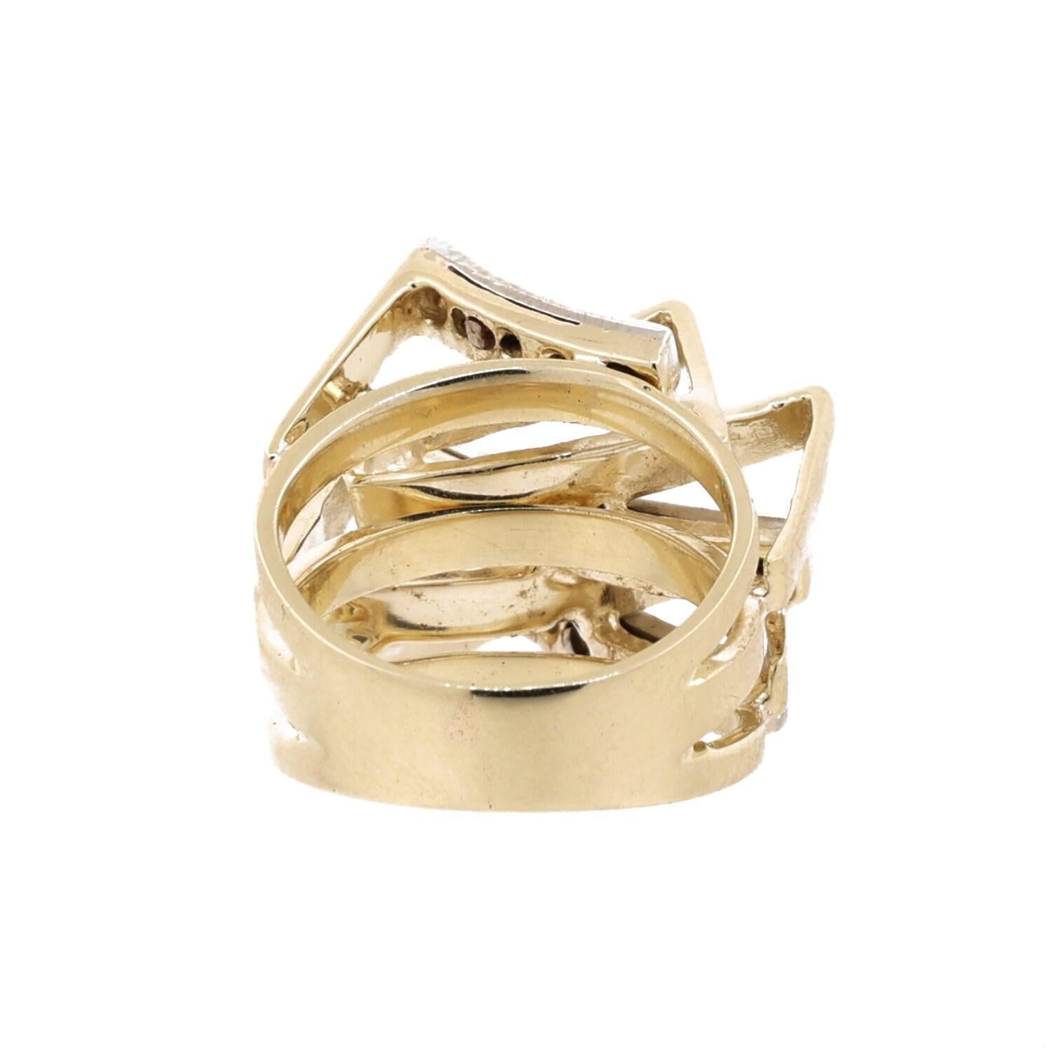 Geometric Diamond Statement Ring 2-Tone Gold 0.35 TW Size 5.5 Contemporary