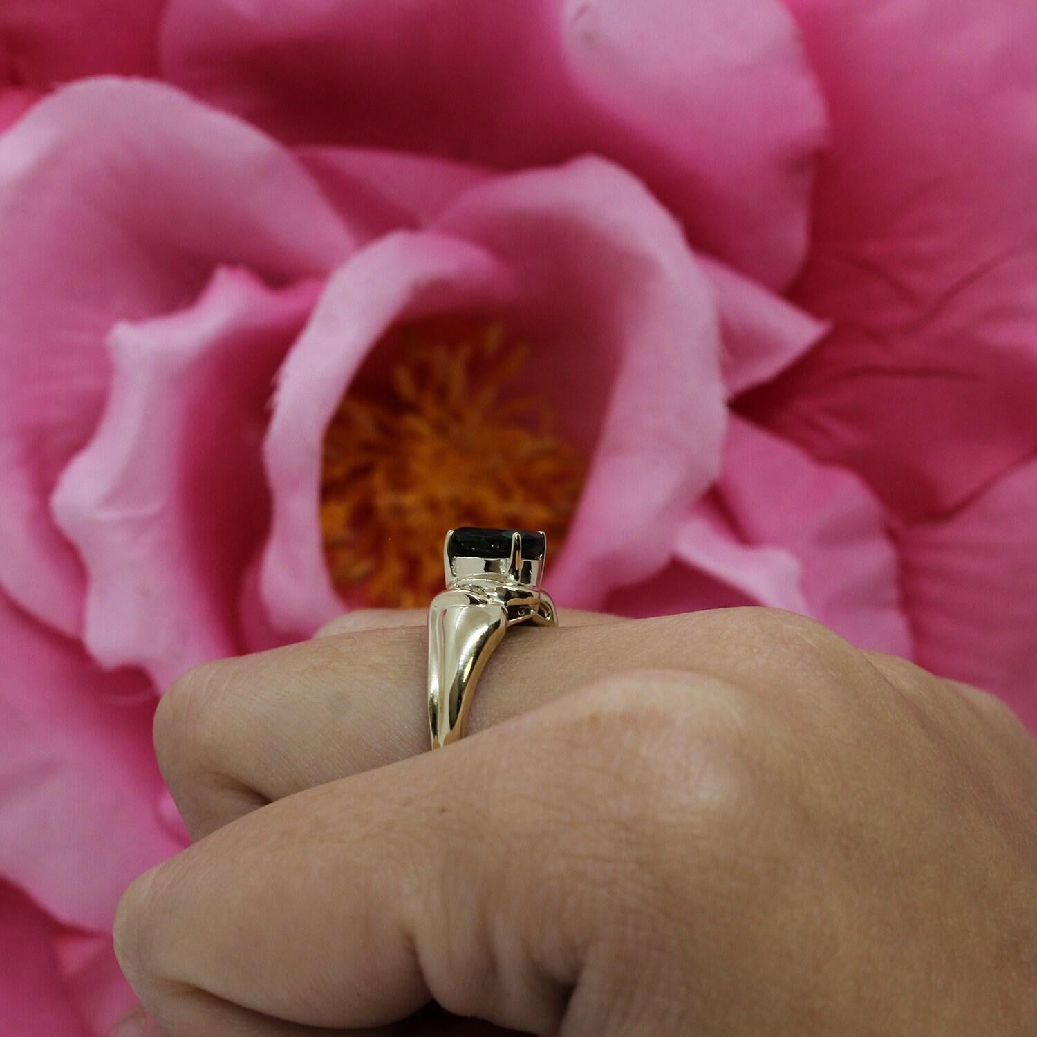 Green Diopside Diamond Accent Cocktail Ring 14K Yellow Gold 1.40 CTW Size 6.5