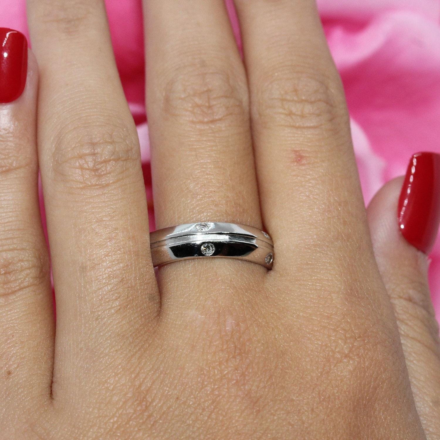 Gypsy Set Diamond Wide Eternity Band Ring 14K White Gold 0.36 CTW Unisex SZ 11