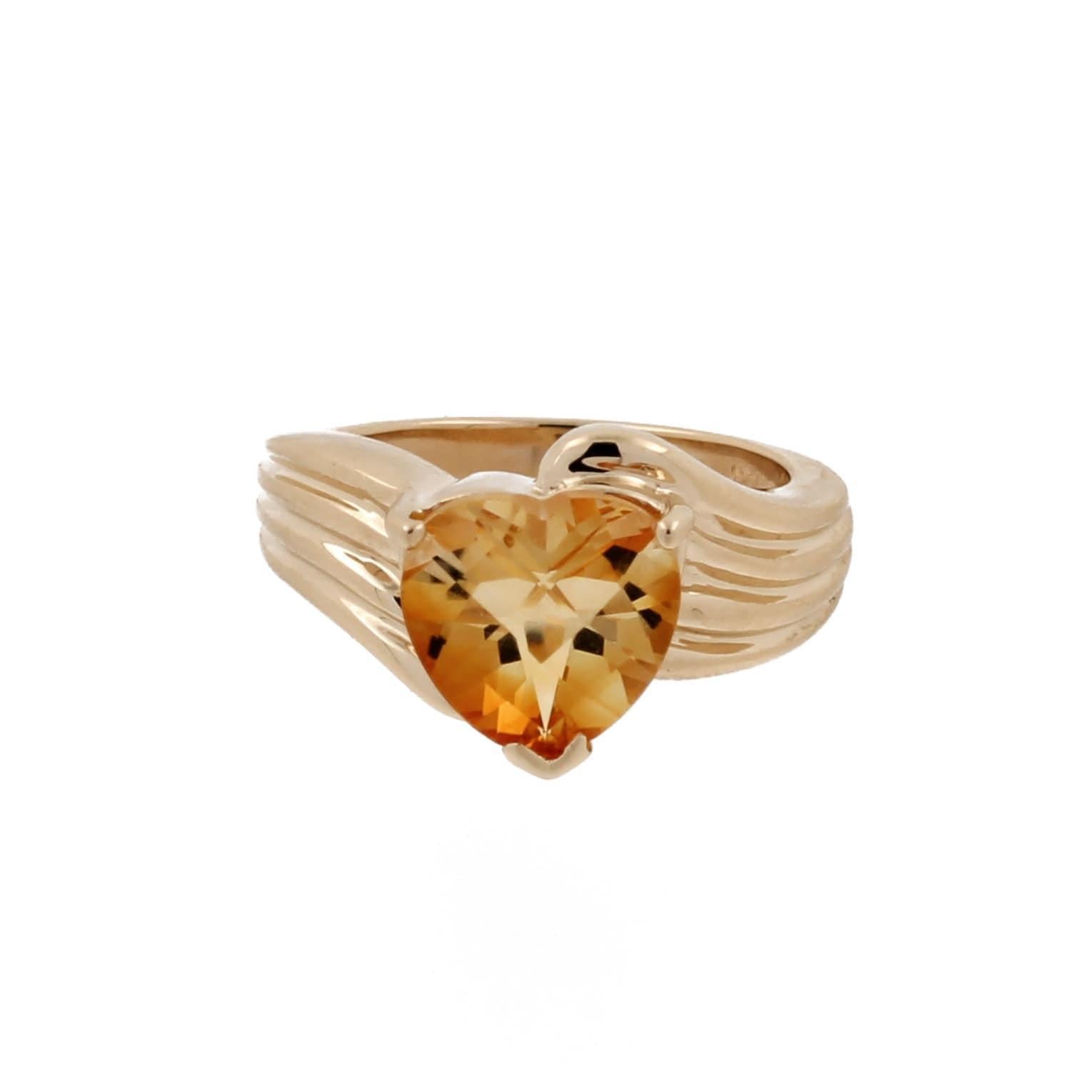 Heart Shape Citrine Gemstone Cocktail Ring 10K Yellow Gold 3.10 CTW Gem SZ 6.25