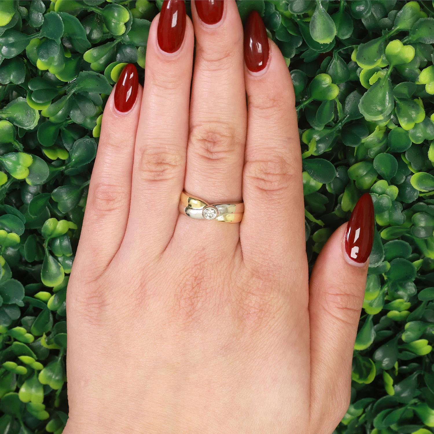 0.20 CT Round Diamond Crossover Band Ring 18K Gold Size 8 Ladies Estate