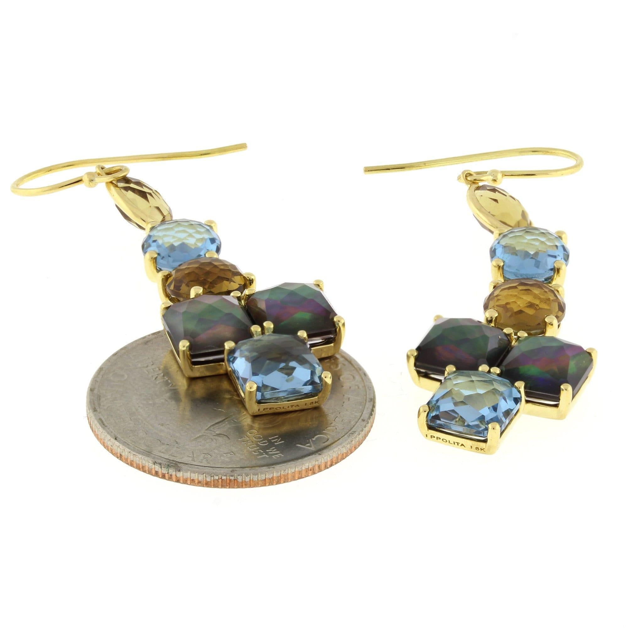 Ippolita Hanging Rock Candy Drop Dangle Earrings 18K Yellow Gold 2.25" Ladies