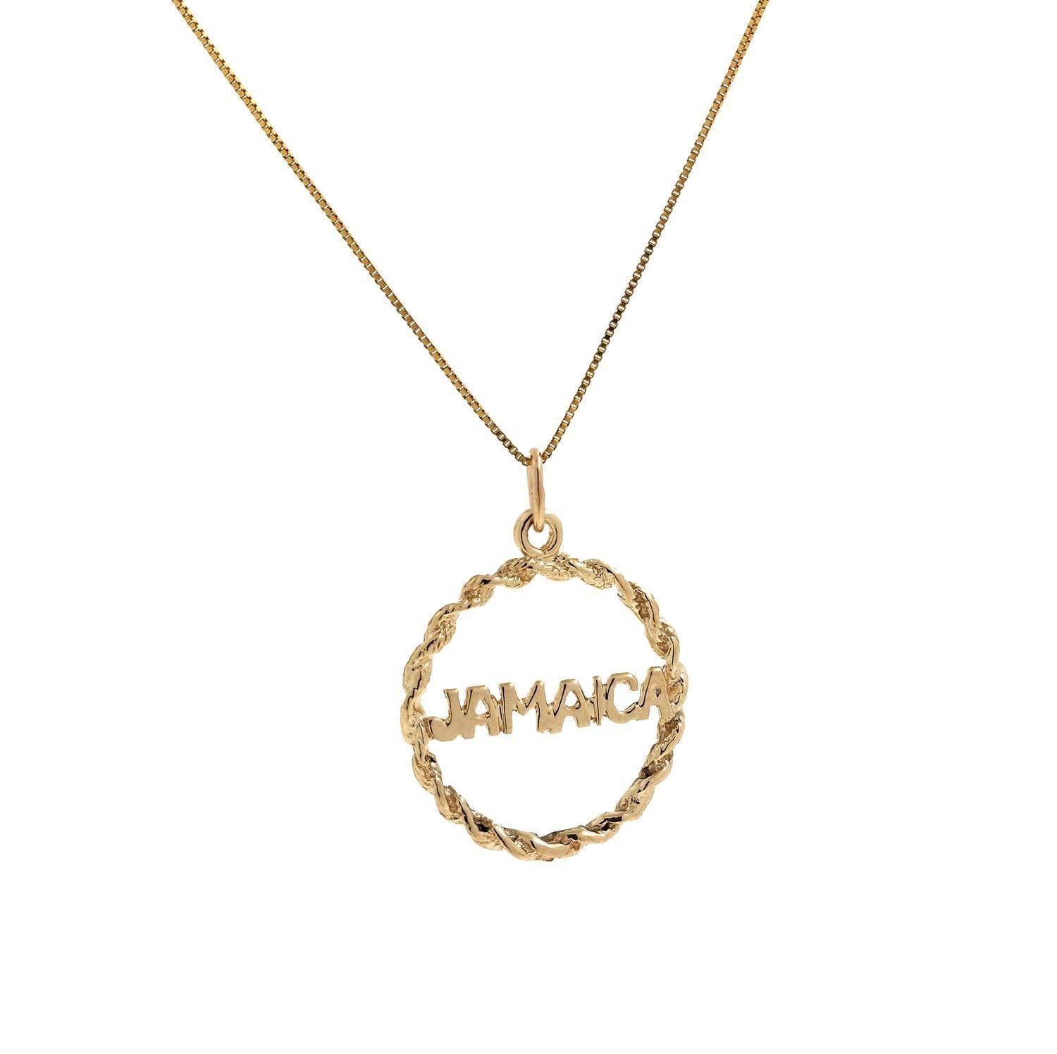 Jamaica Pendant Charm 14K Yellow Gold Twisted Cable Frame 1" Round Unisex