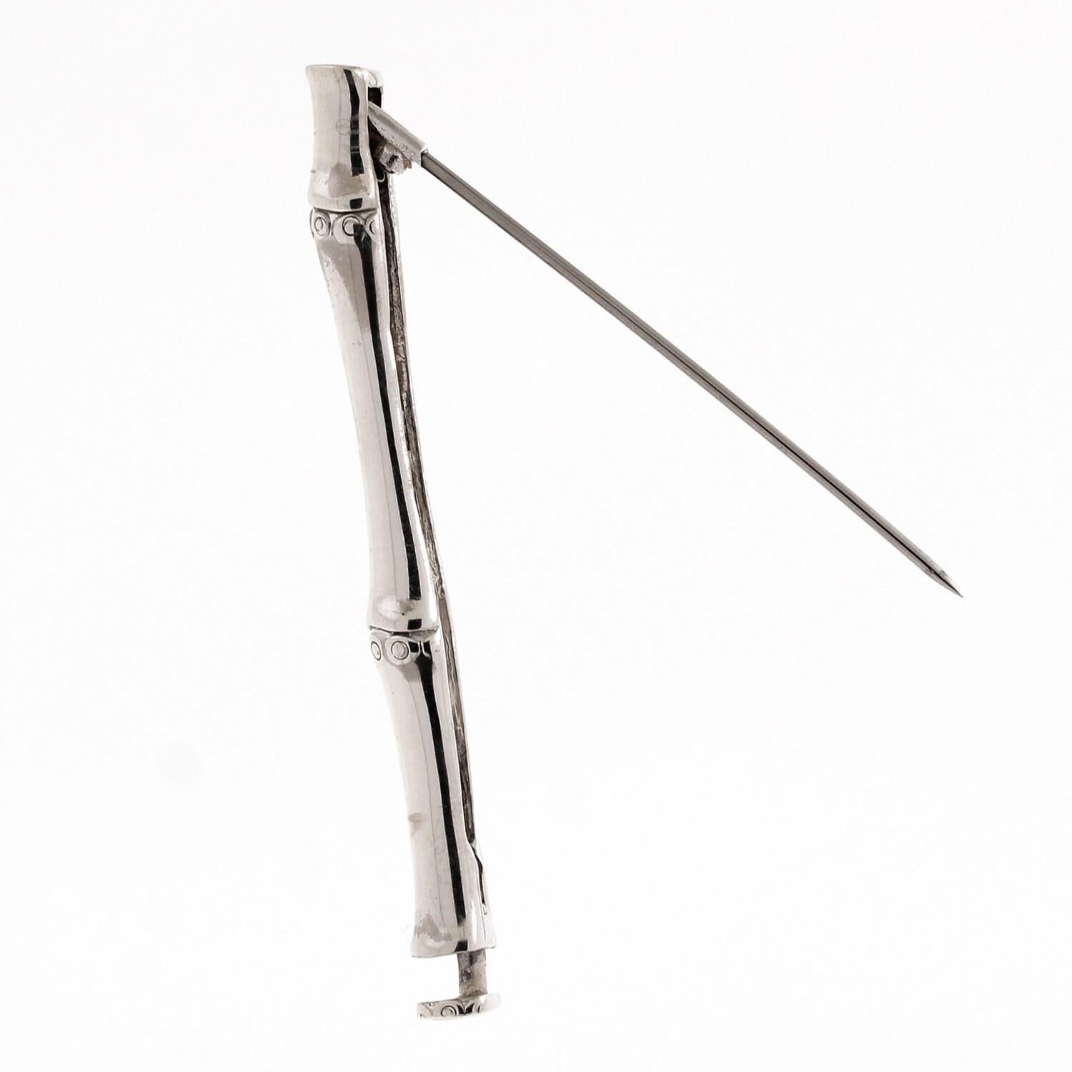 John Hardy Bamboo Pin Brooch Hidden Clasp Sterling Silver Vintage Estate 2.25"