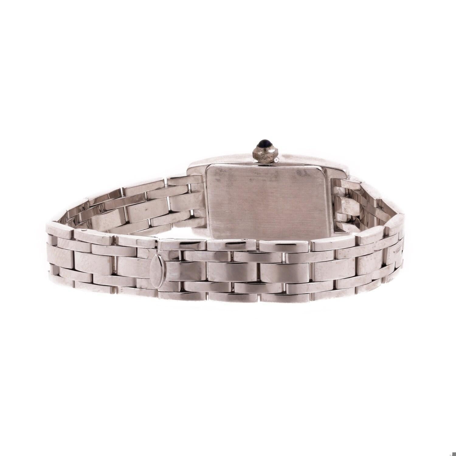 Ladies Geneve Italian Diamond Watch 14K White Gold Roman Numerals Size 5.75"