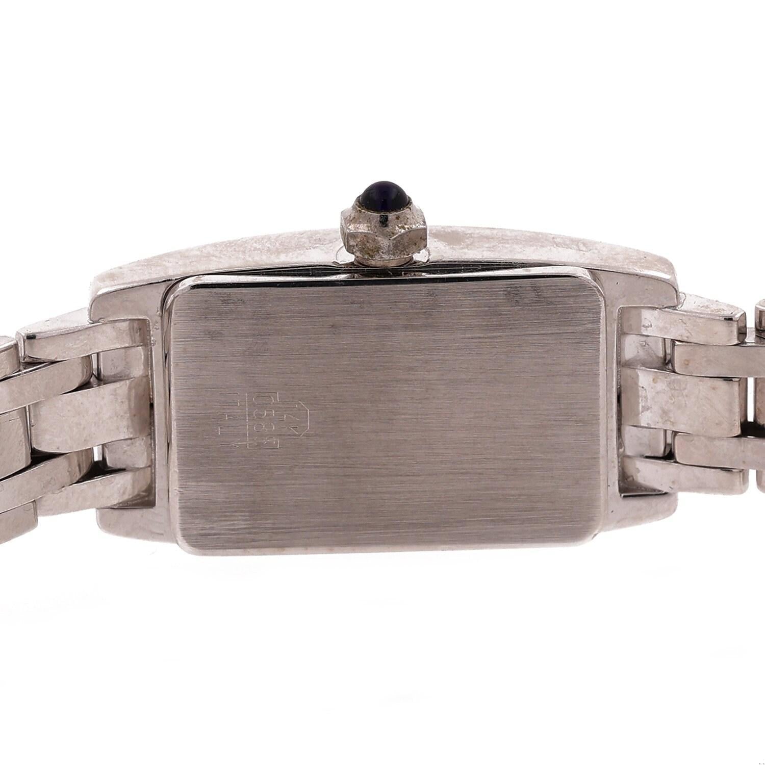 Ladies Geneve Italian Diamond Watch 14K White Gold Roman Numerals Size 5.75"