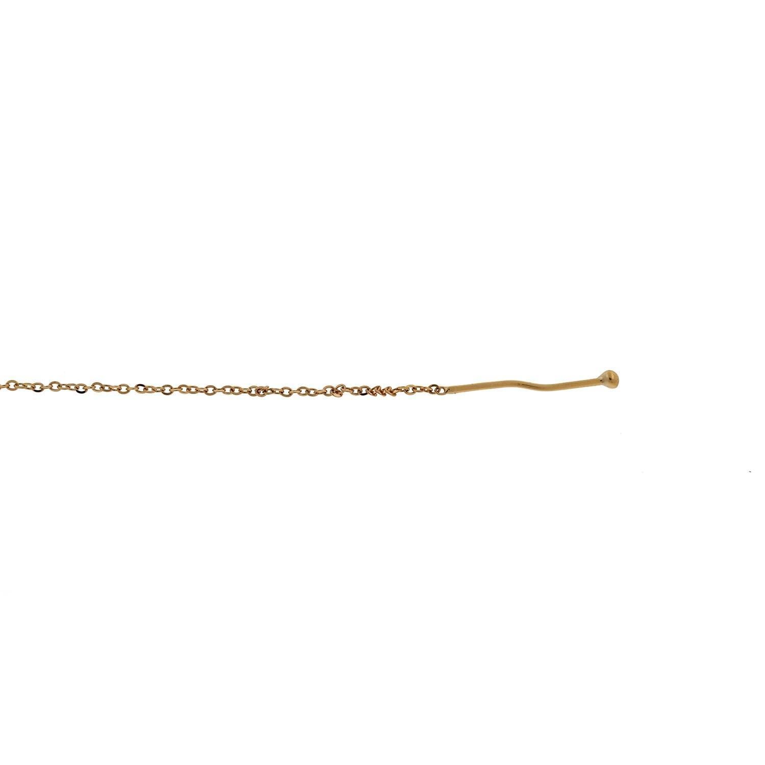 Long Y-Drop Cable Link Chain Necklace 18K Yellow Gold Cubic Zirconia Gems 16.5"