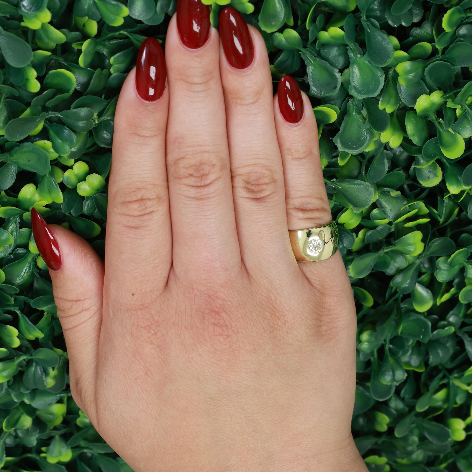 0.20 CT Solitaire Diamond Pinkie Wide Band Ring 14K Yellow Gold Size 4.75