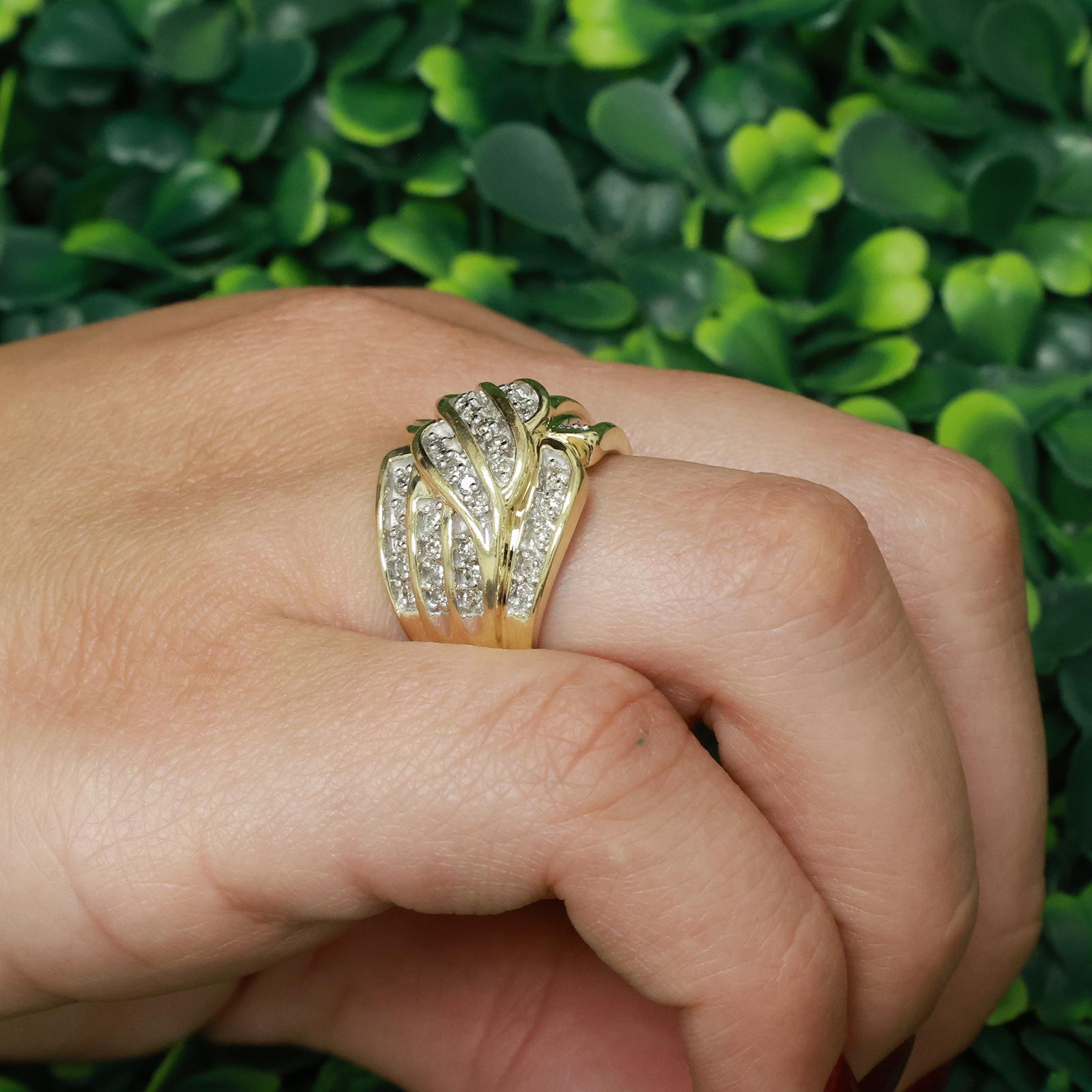 1.25 TW Diamond Wide Band Crossover Ring 10K Gold Size 7.25 Ladies Estate