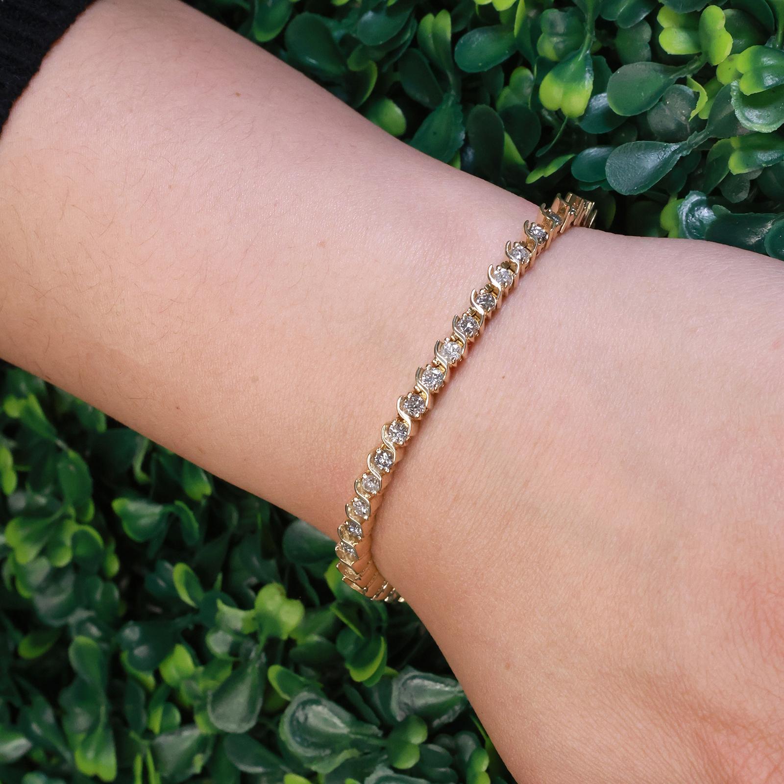 5.50 TW Diamond S Link Tennis Bracelet 14K Two-Tone Gold 7" Ladies Estate