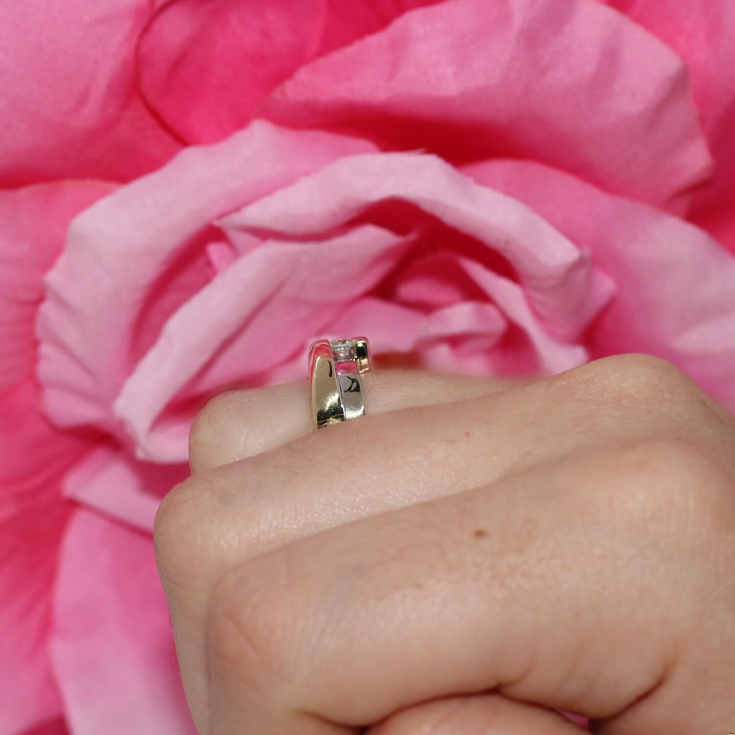 3-Stone Diamond Bypass Band Ring 14K Two-Tone Gold 0.30 CTW SZ 9.5