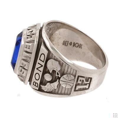 Mens Coral Gables High Class Ring 10K White Gold Blue Spinel Gemstone Size 9