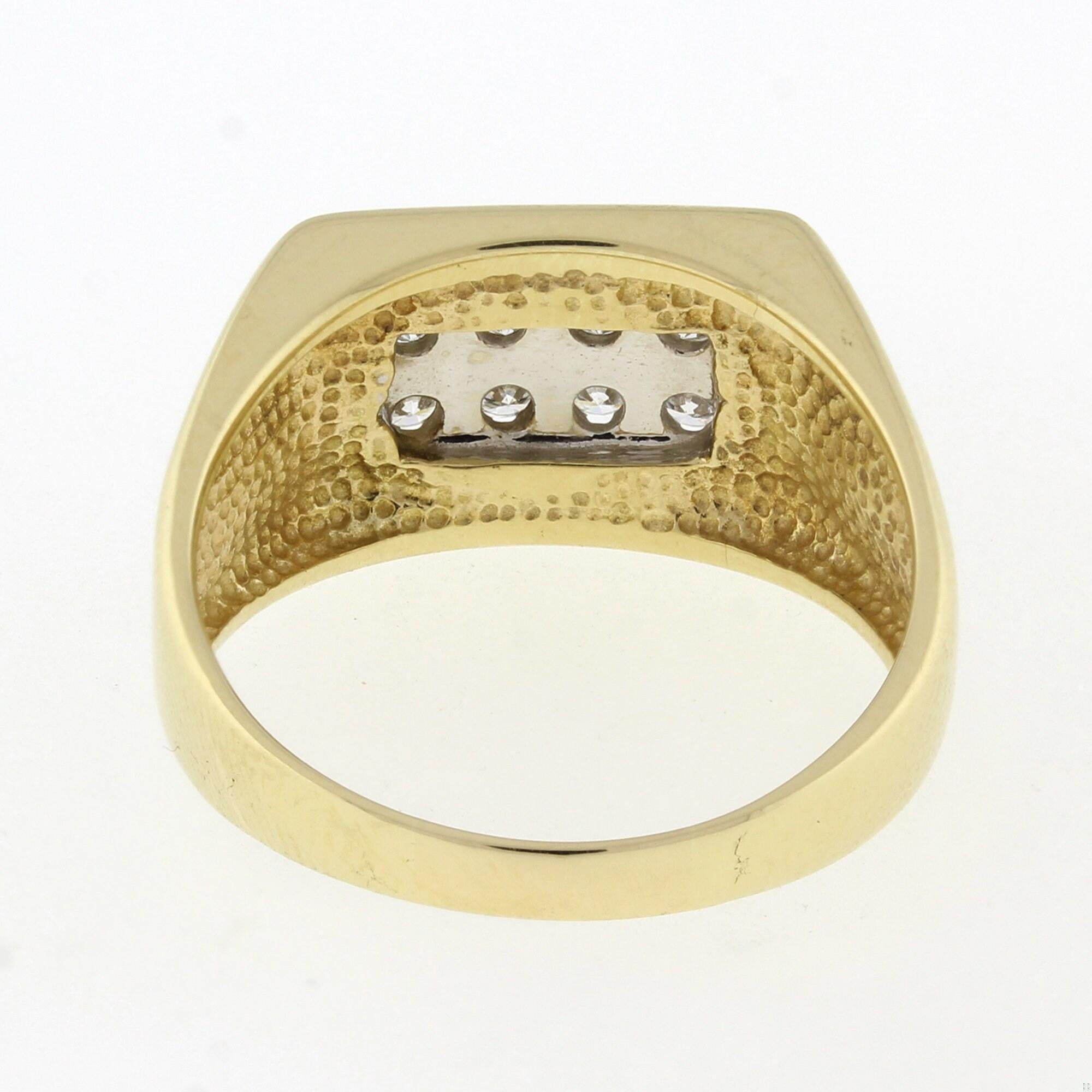 Mens 2-Row Diamond Ring 14K Yellow Gold 0.60 TW Size 10.75 Estate