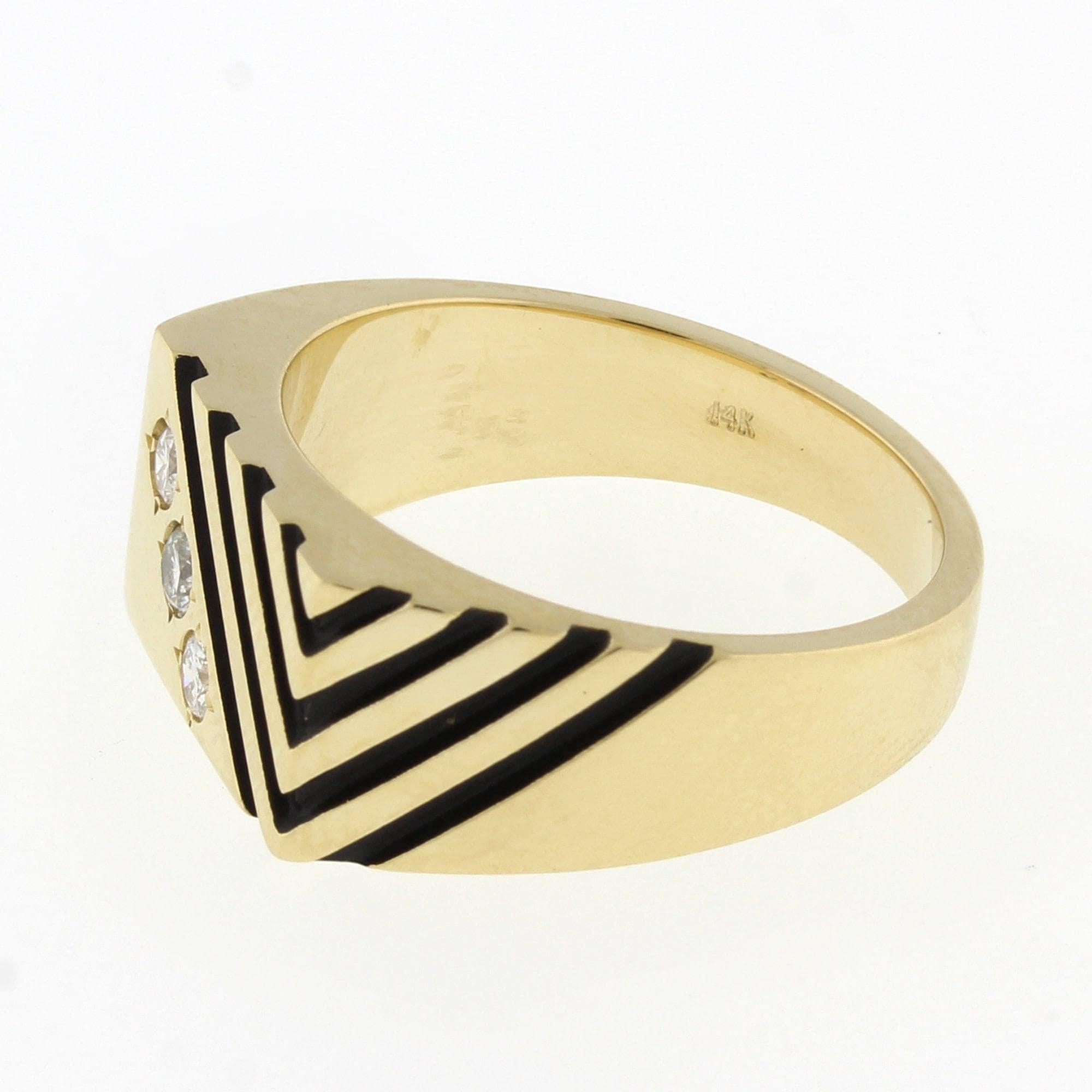 Men's Diamond Signet Ring 14K Yellow Gold 0.30 CTW G-H/VS-SI Size 10 Estate