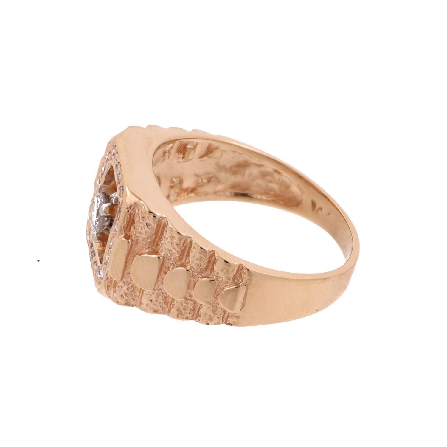 Men's Solitaire Diamond Accent Signet Ring 14K Yellow Gold 0.53TW SZ 9.25 Estate