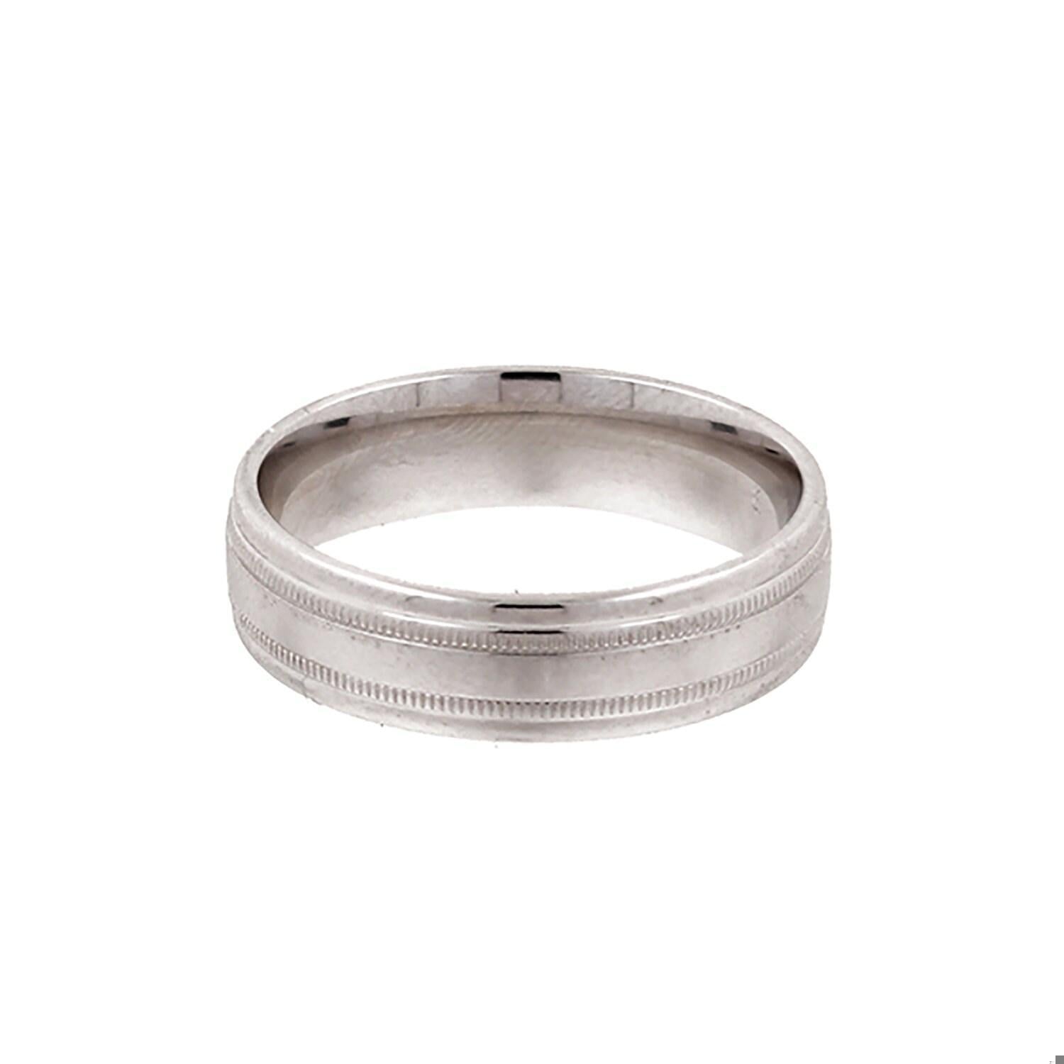 Milgrain Benchmark Comfort Fit Band Ring 14K White Gold 6mm Size 9.5 Unisex