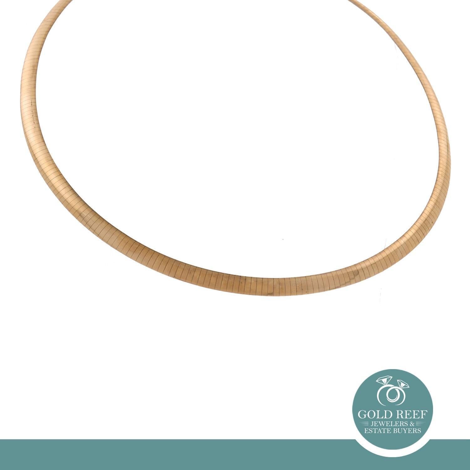 Omega Chain Necklace 14K Yellow Gold 5.8 mm Wide 18" Estate