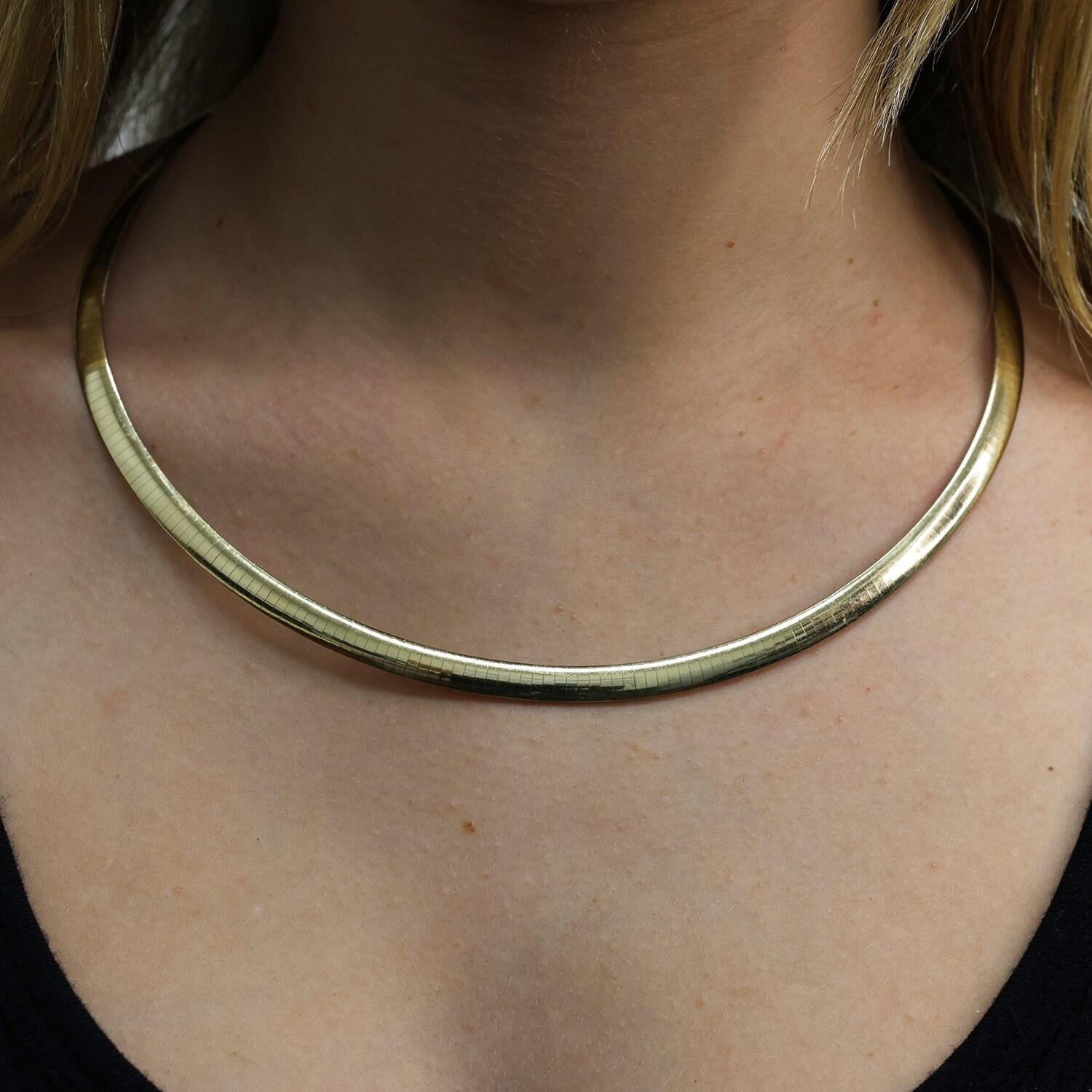 Omega Chain Necklace 14K Yellow Gold 5.8 mm Wide 18" Estate