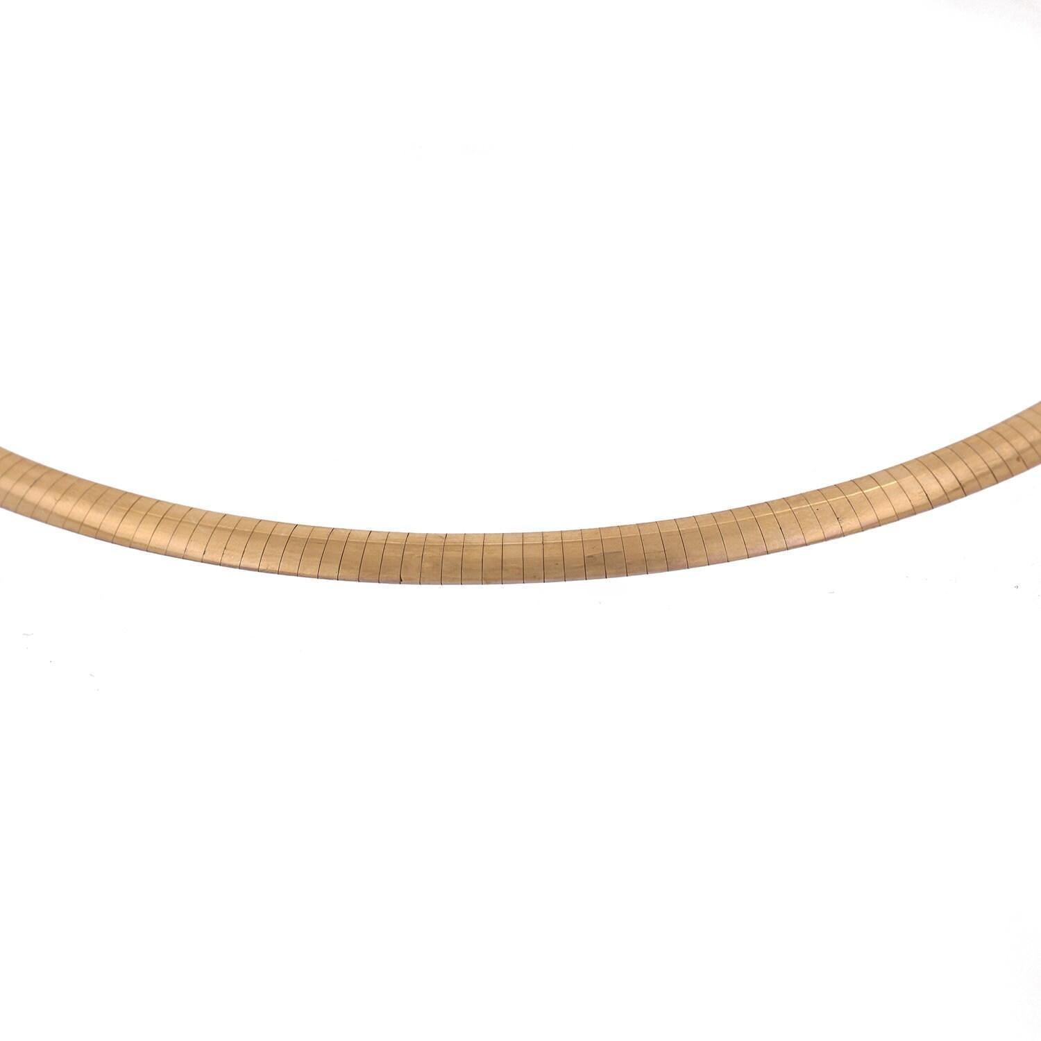 Omega Chain Necklace 14K Yellow Gold 5.8 mm Wide 18" Estate