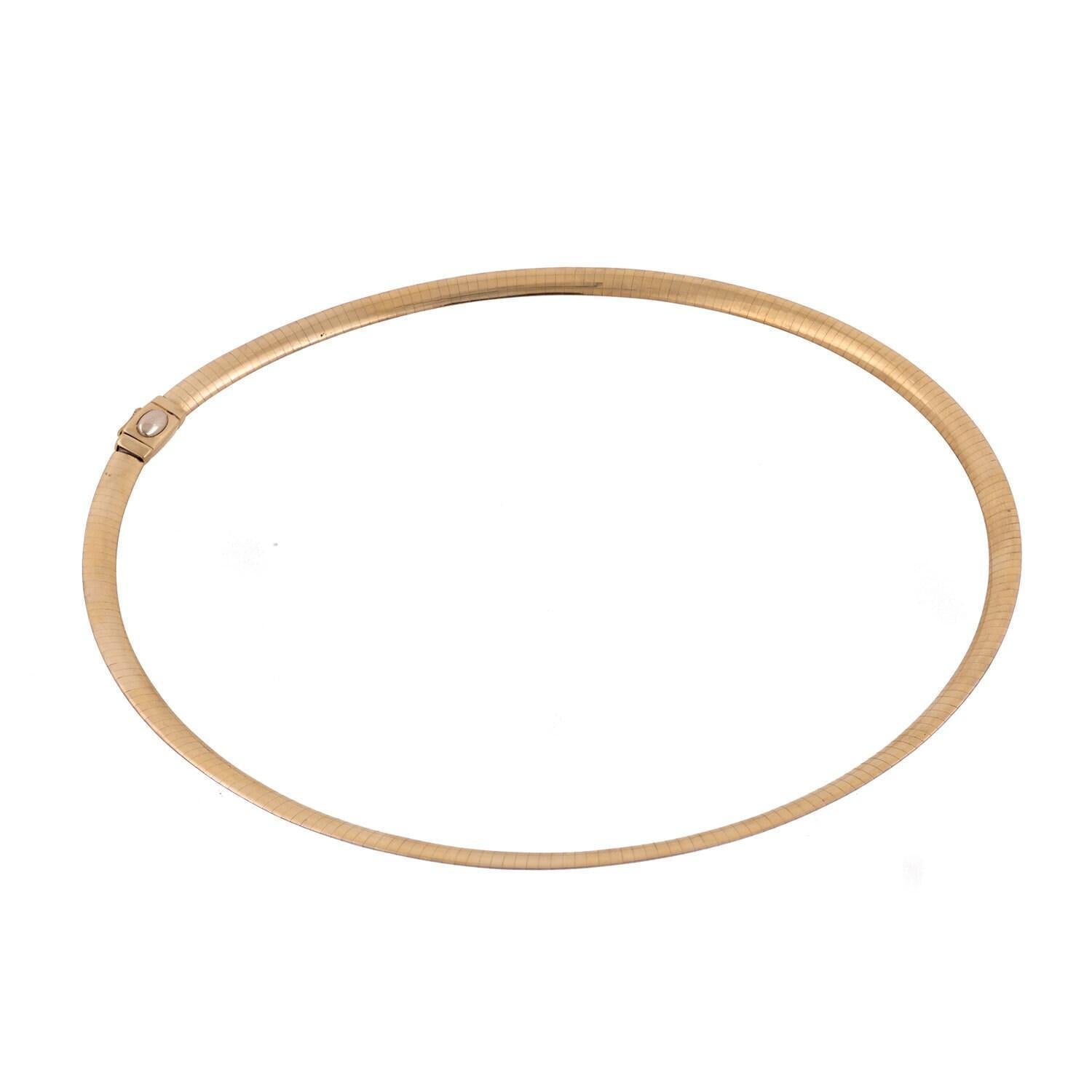 Omega Chain Necklace 14K Yellow Gold 5.8 mm Wide 18" Estate