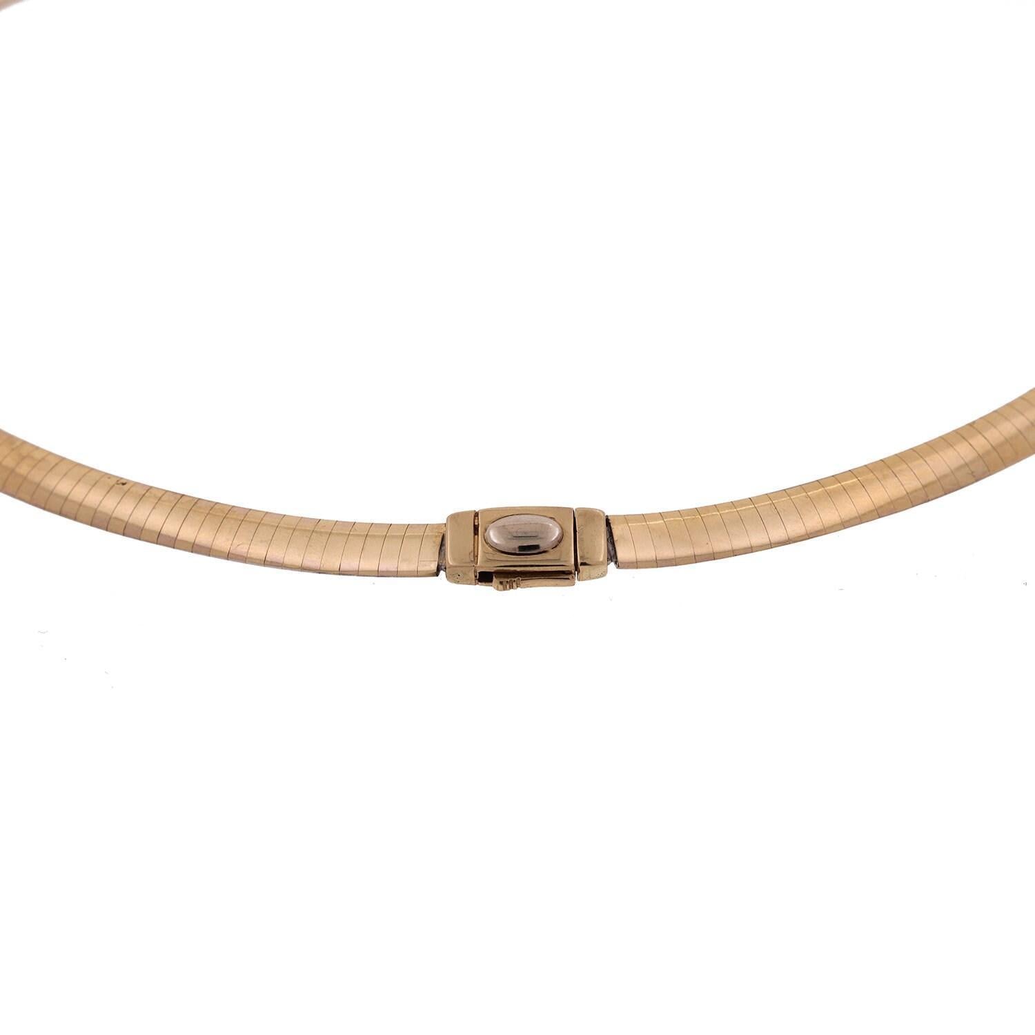 Omega Chain Necklace 14K Yellow Gold 5.8 mm Wide 18" Estate