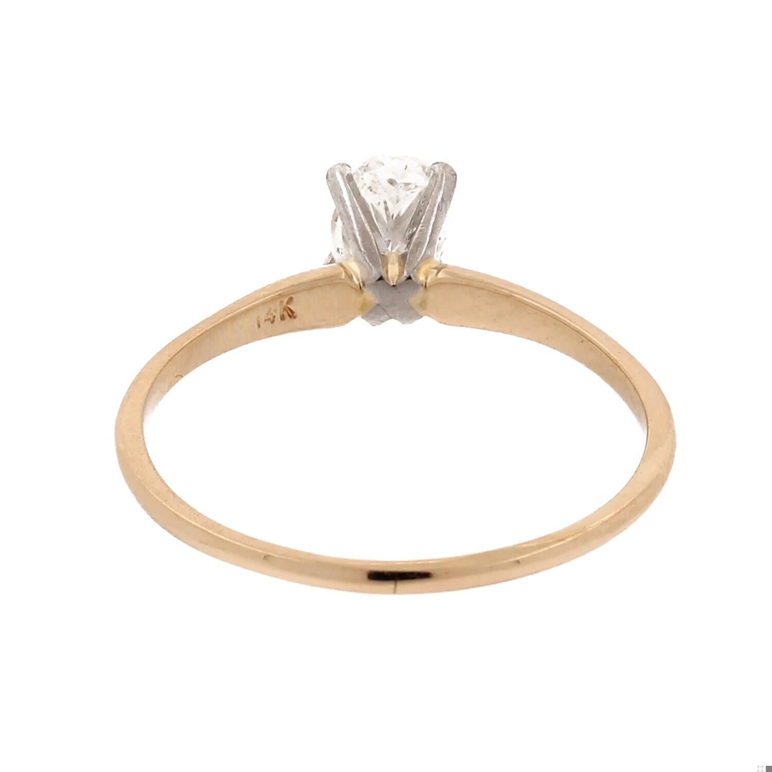 Oval Diamond Solitaire Engagement Ring 0.60 CTW 14K Two-Tone Gold SZ 8.25 Estate